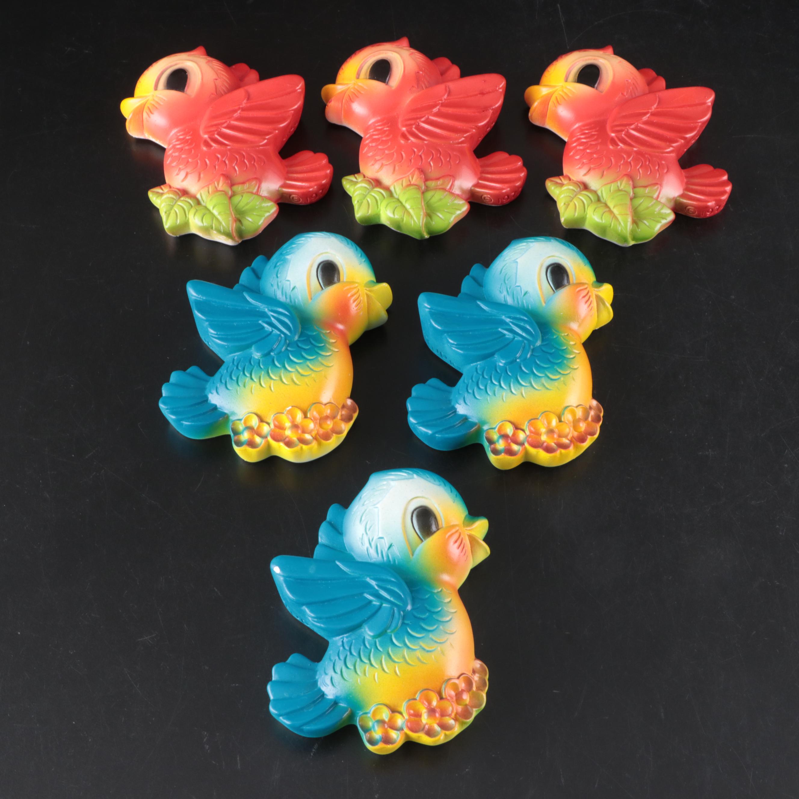 Miller Studio Chalkware Wall Hanging Birds with Embroidered and Other Linens