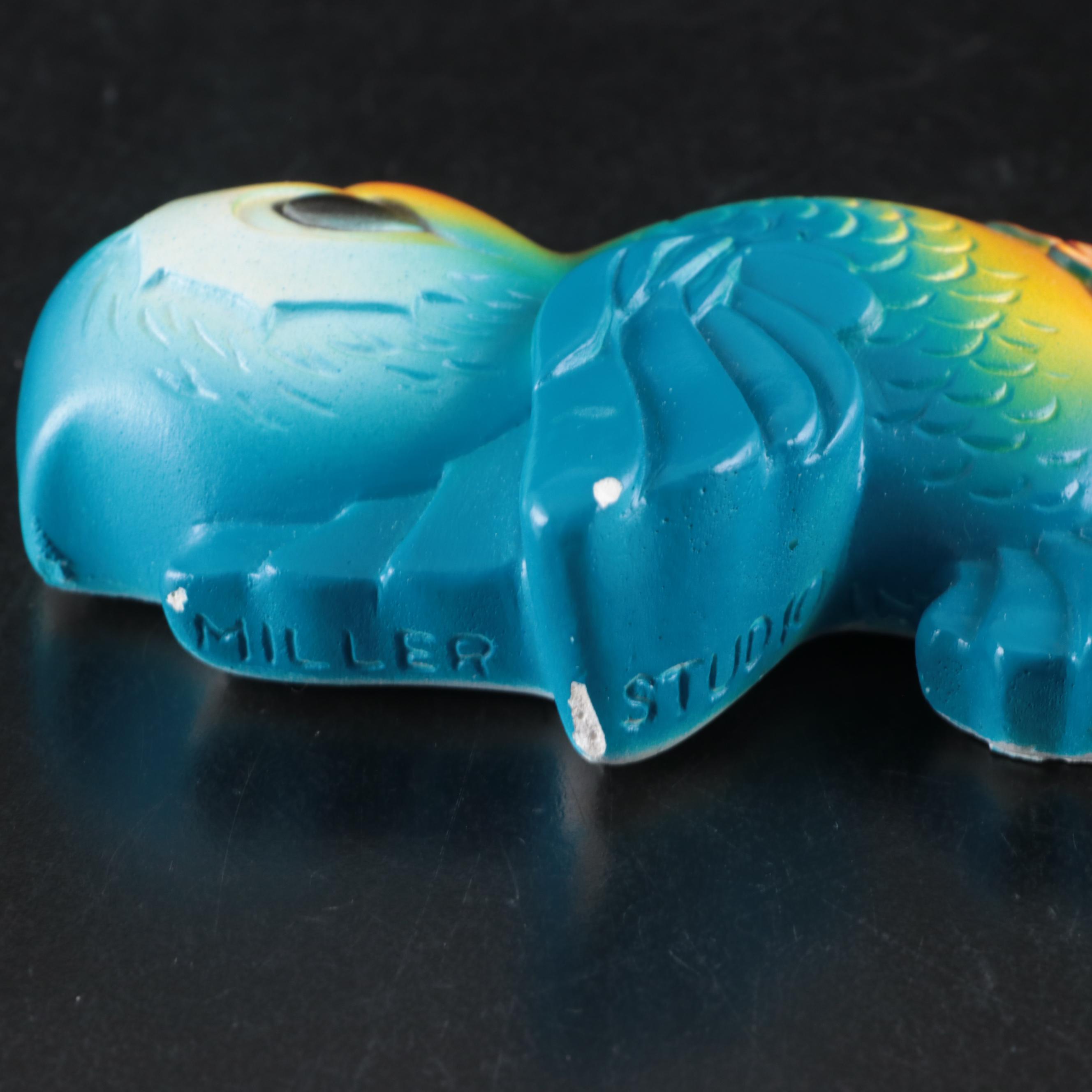 Miller Studio Chalkware Wall Hanging Birds with Embroidered and Other Linens