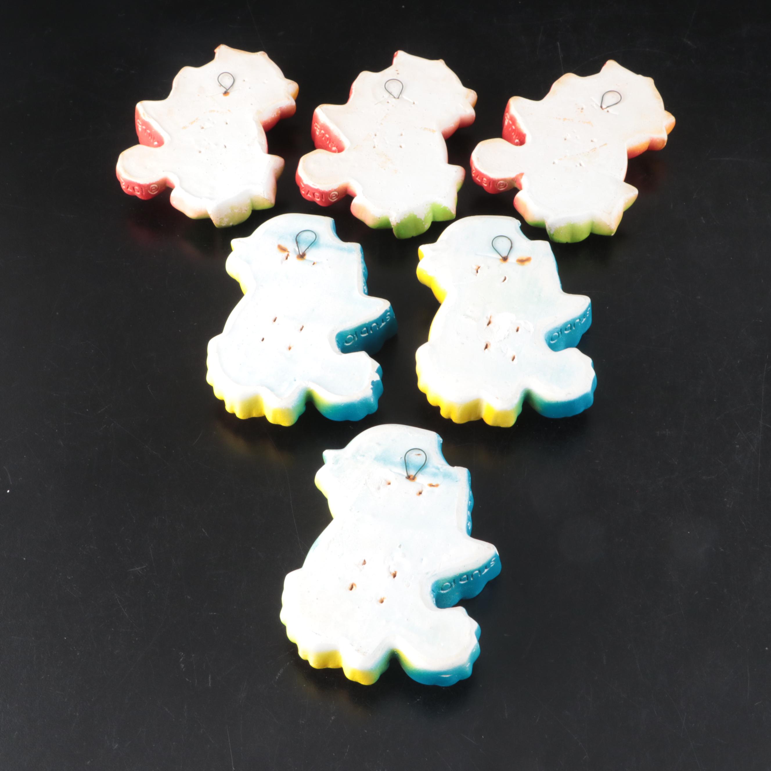 Miller Studio Chalkware Wall Hanging Birds with Embroidered and Other Linens