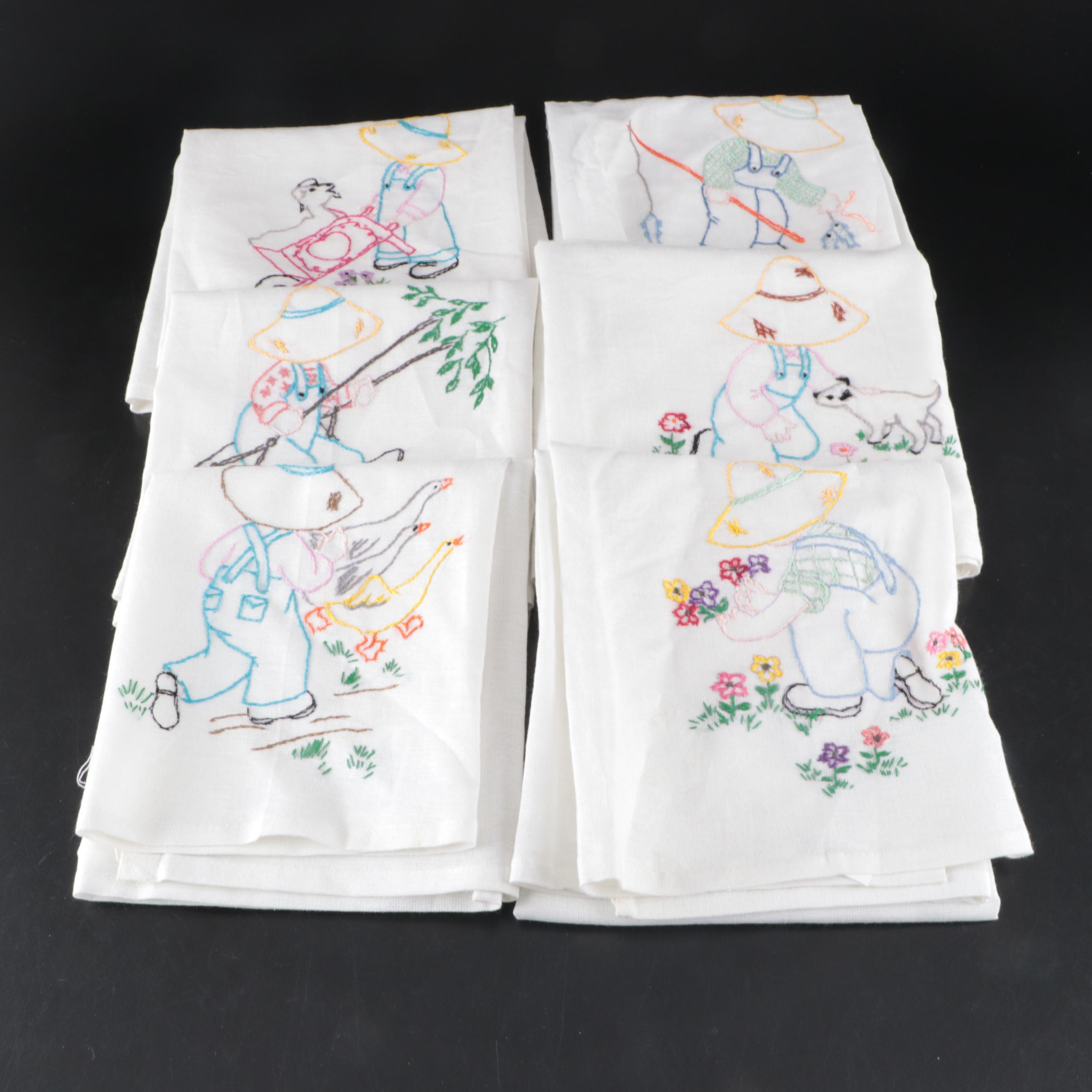 Miller Studio Chalkware Wall Hanging Birds with Embroidered and Other Linens