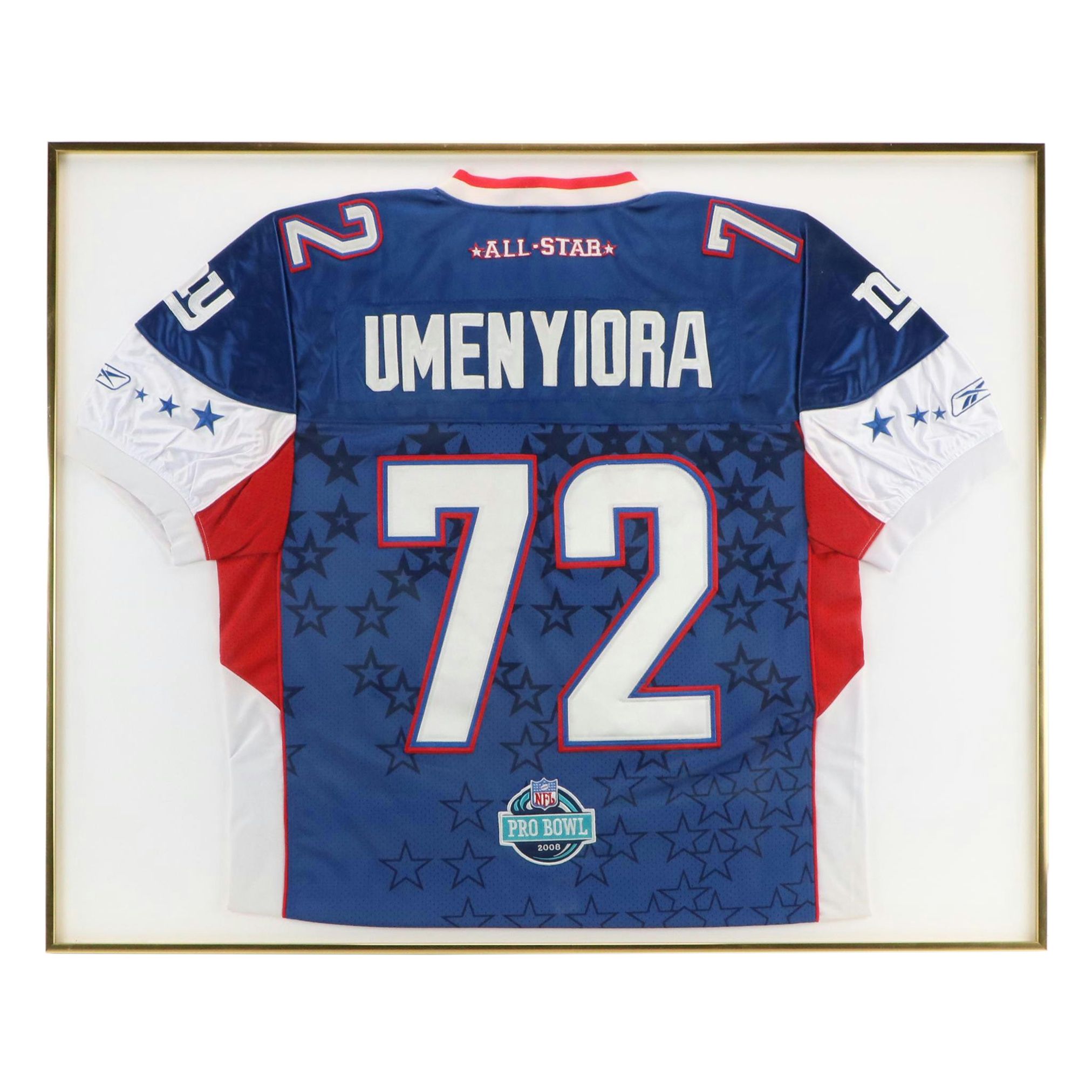 Osi Umenyiora Player Issued New York Giants 2008 Pro Bowl Jersey with Display