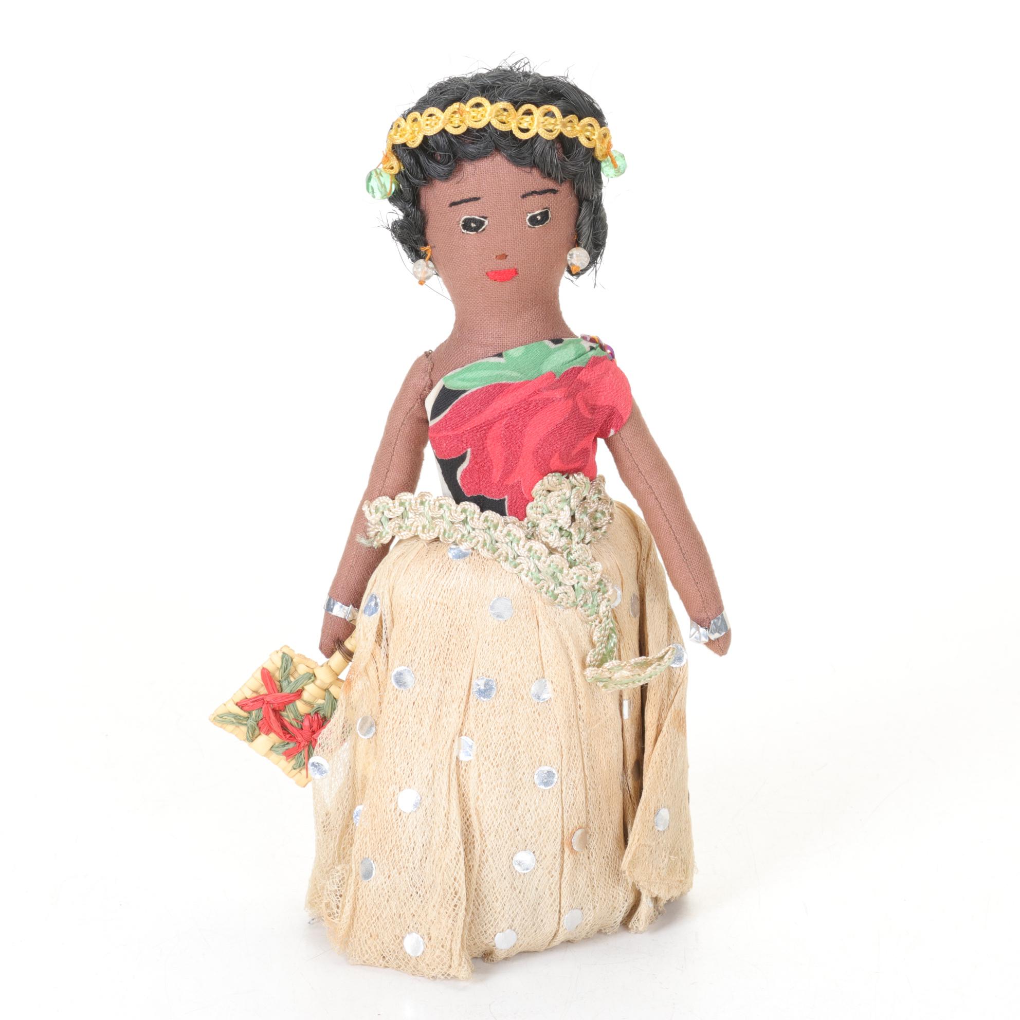 Sunkist Novelties "Lady of the Woods" Folk Art Jamaican Doll in Lace Bark