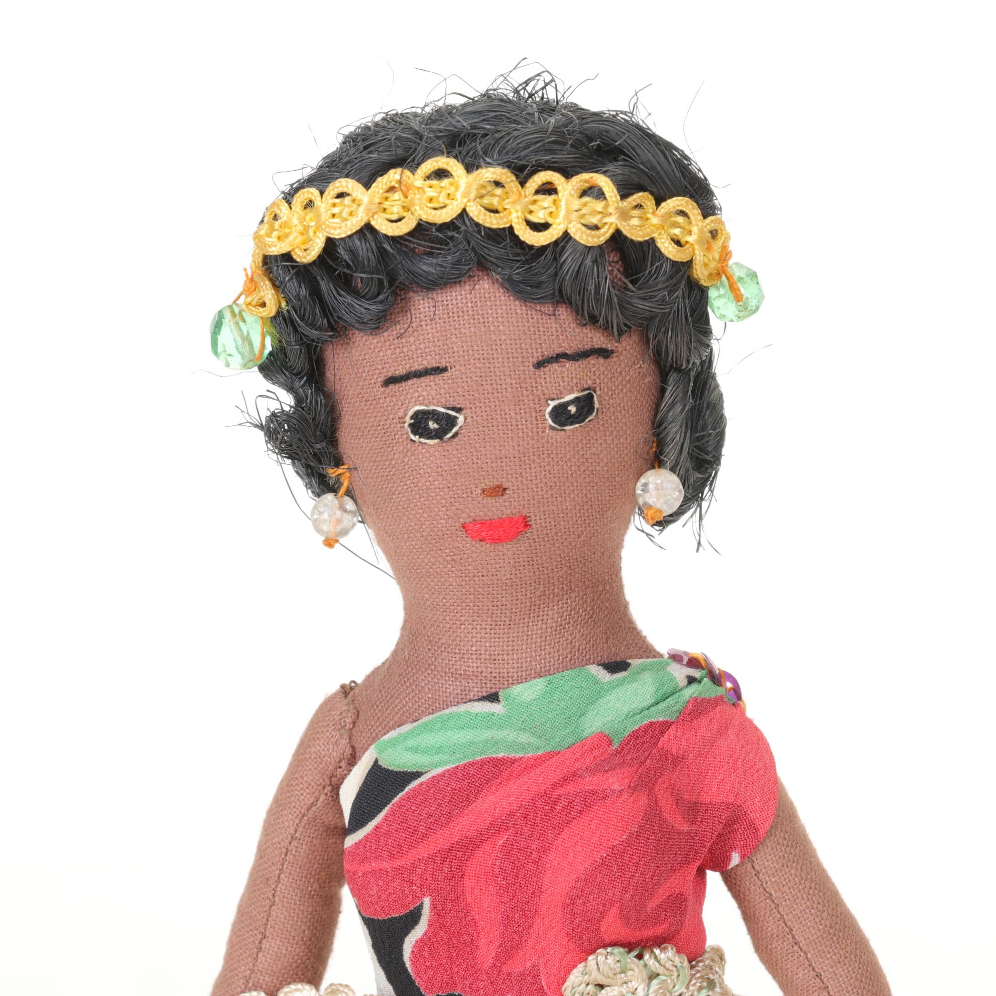 Sunkist Novelties "Lady of the Woods" Folk Art Jamaican Doll in Lace Bark
