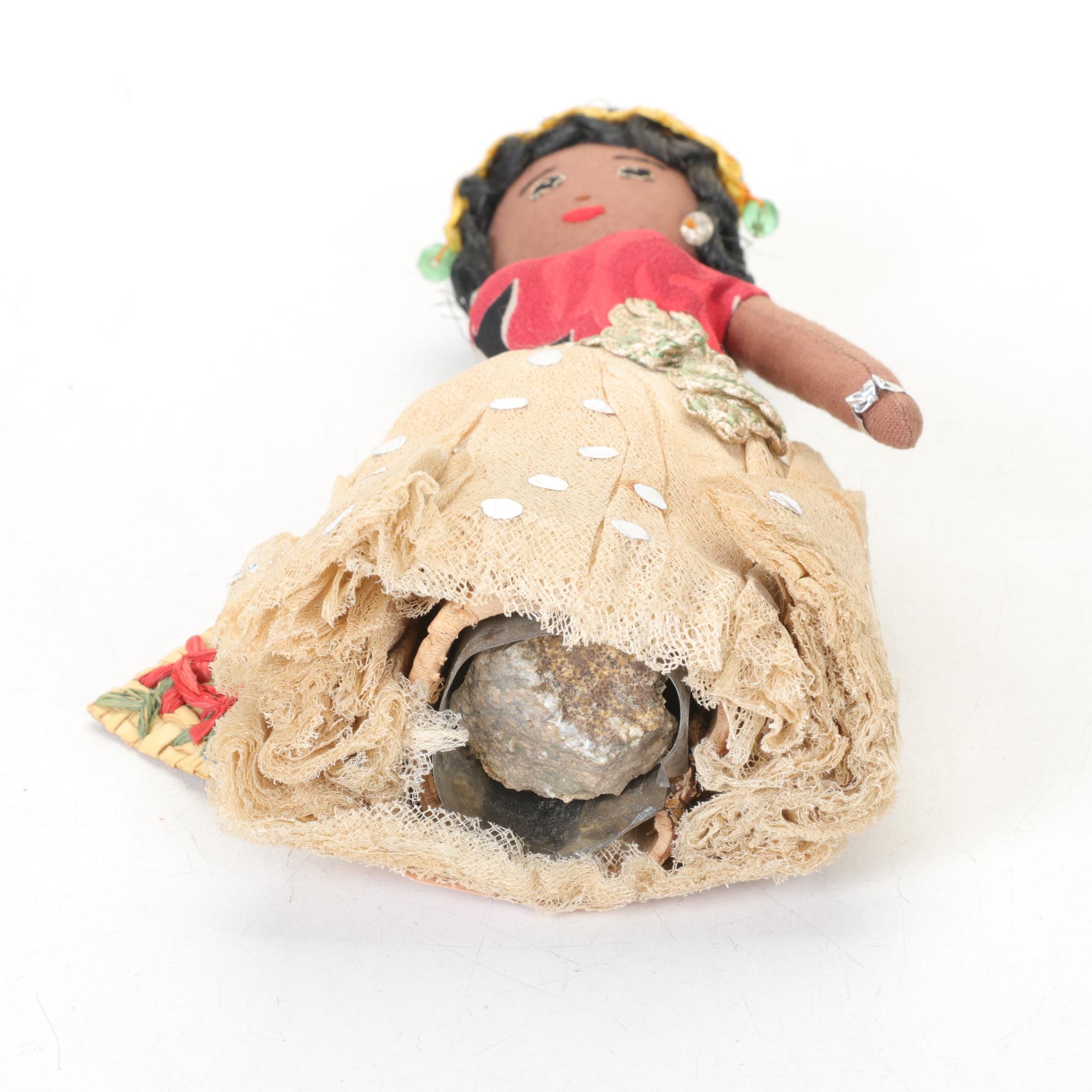 Sunkist Novelties "Lady of the Woods" Folk Art Jamaican Doll in Lace Bark