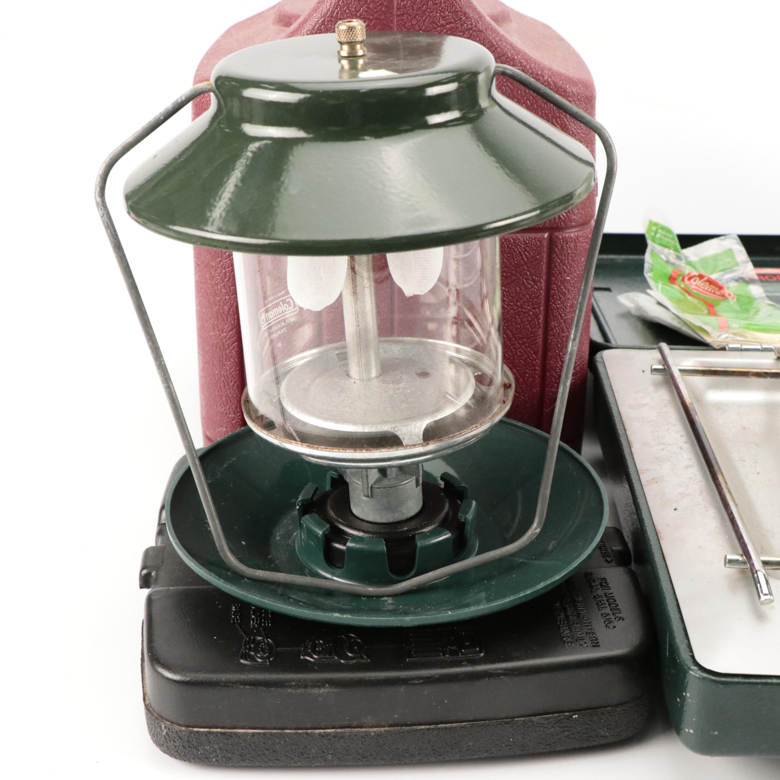 Coleman Propane Two Burner Stove and Propane Outdoor Lanterns