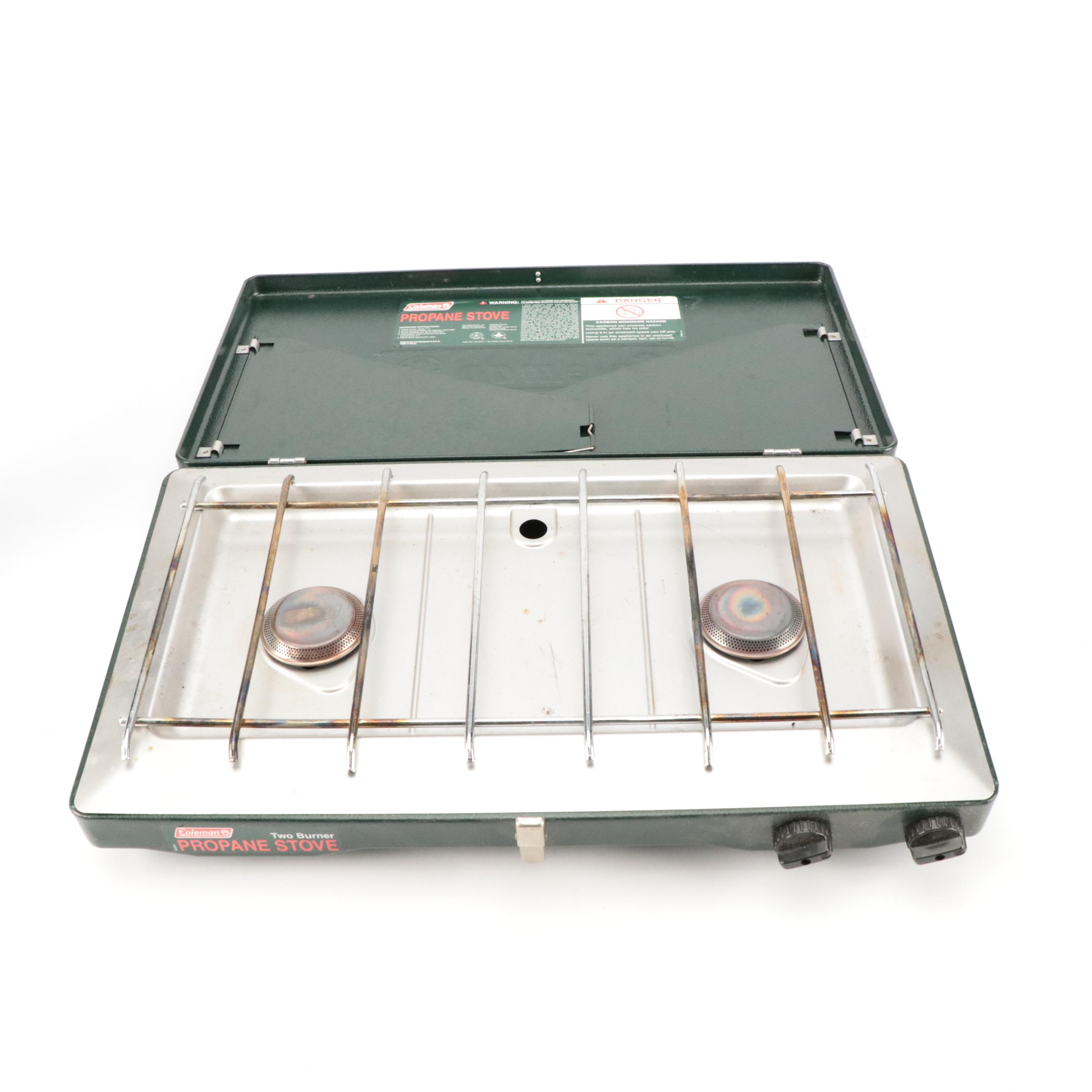 Coleman Propane Two Burner Stove and Propane Outdoor Lanterns