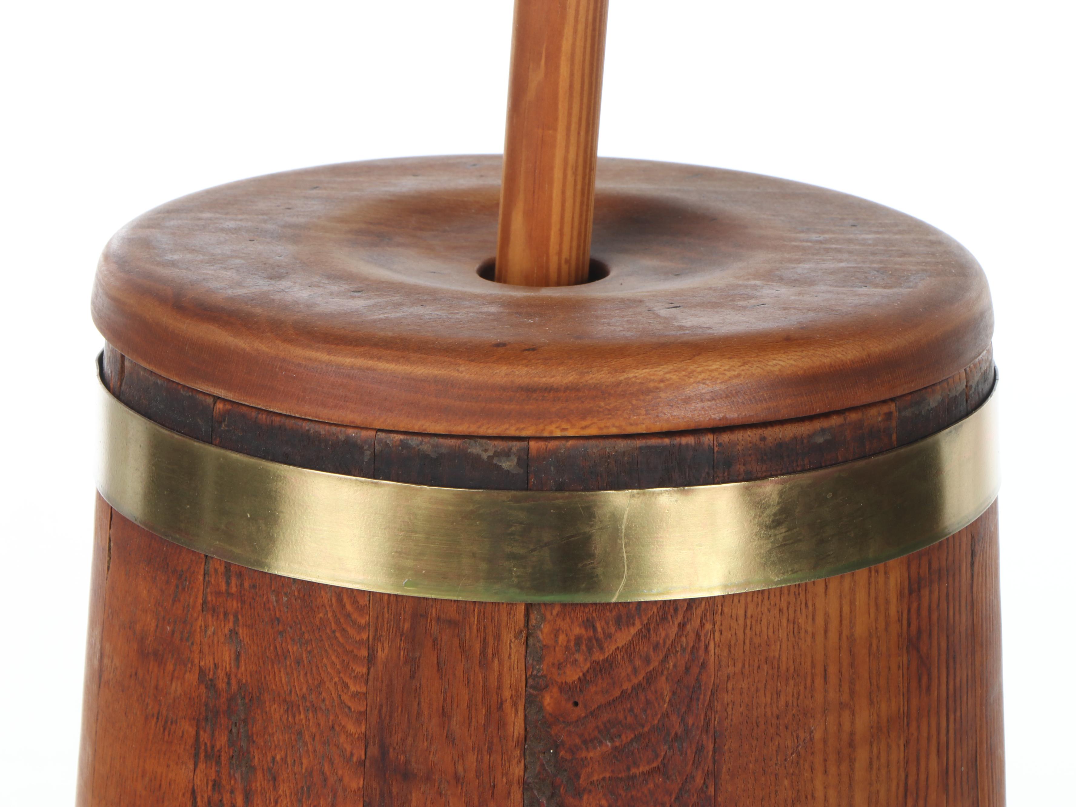 Brass Bound Wooden Butter Churn