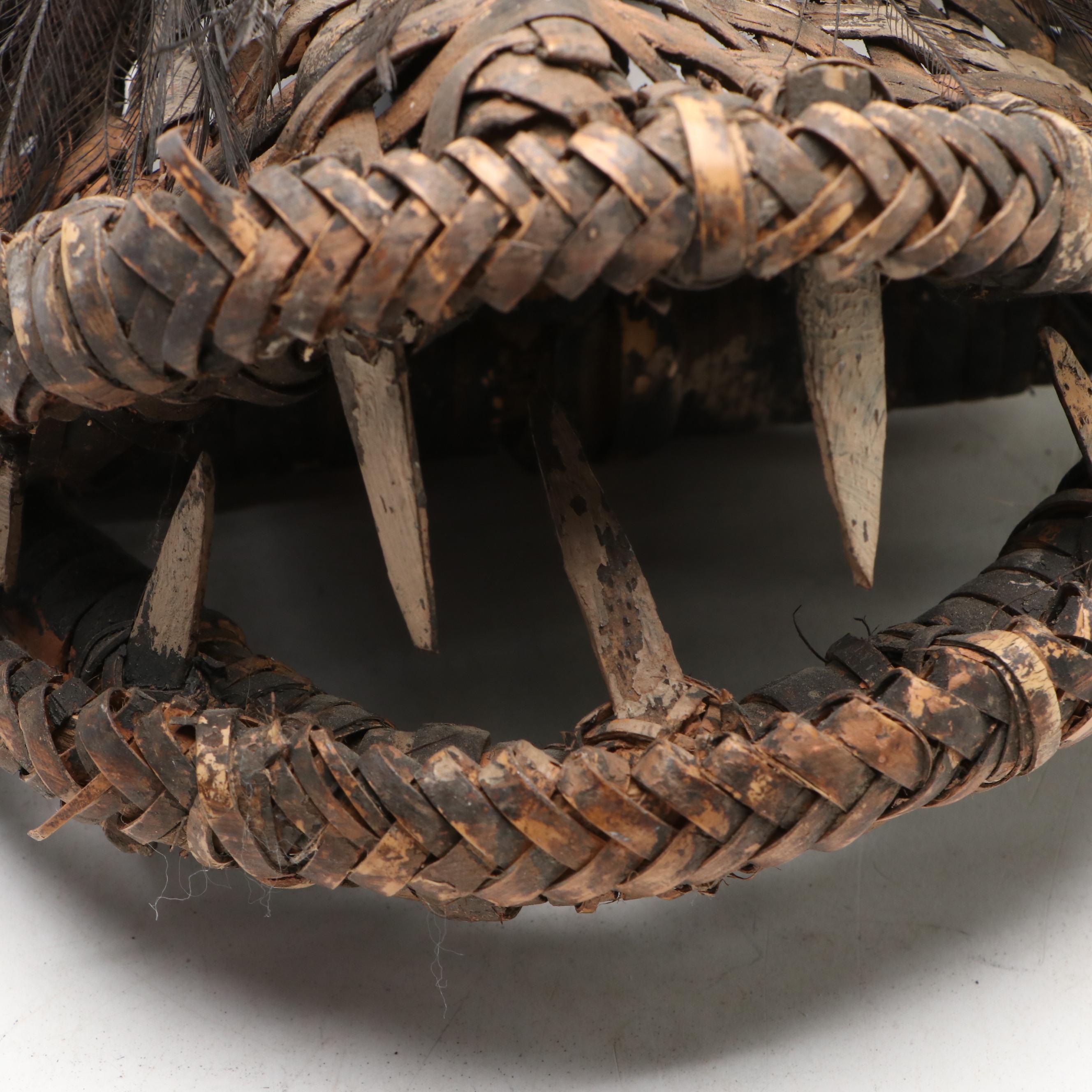 Biwat Village, Sepik River PNG Cassowary Feather and Wicker Spirit Mask