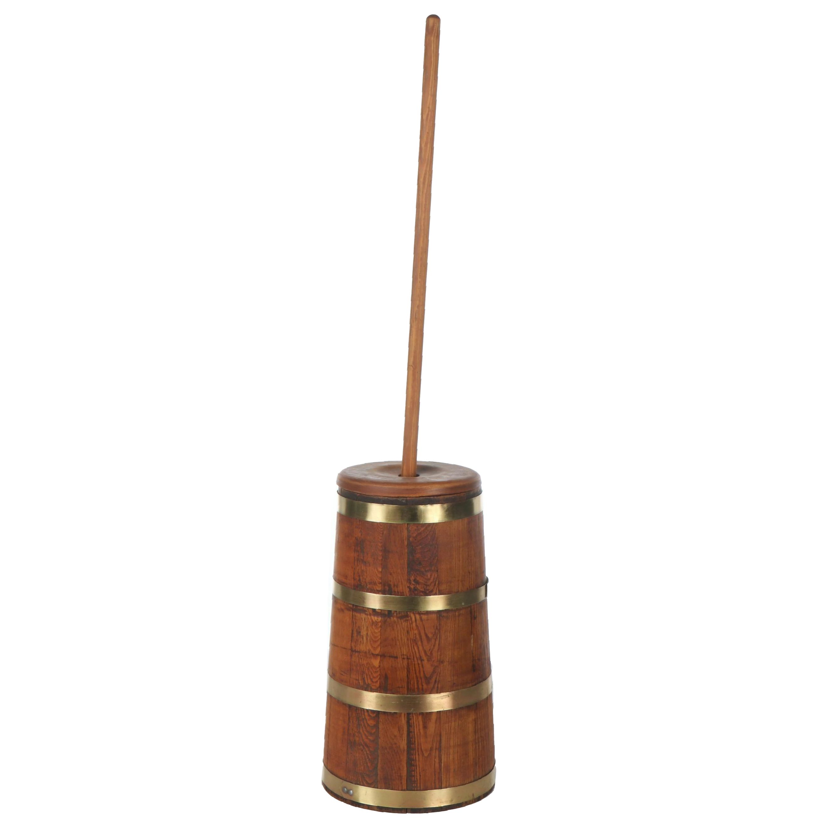 Brass Bound Wooden Butter Churn