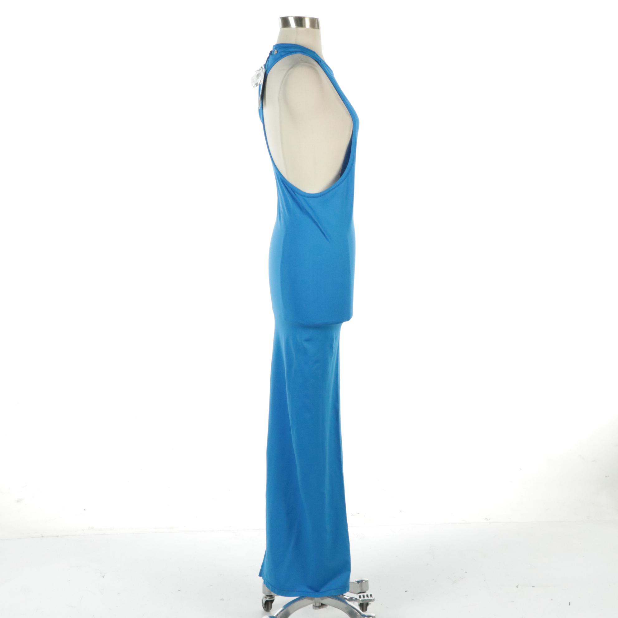 Simon Miller Stretch "Lou" Bright Blue Spandex Blend Midi Dress, New With Tags