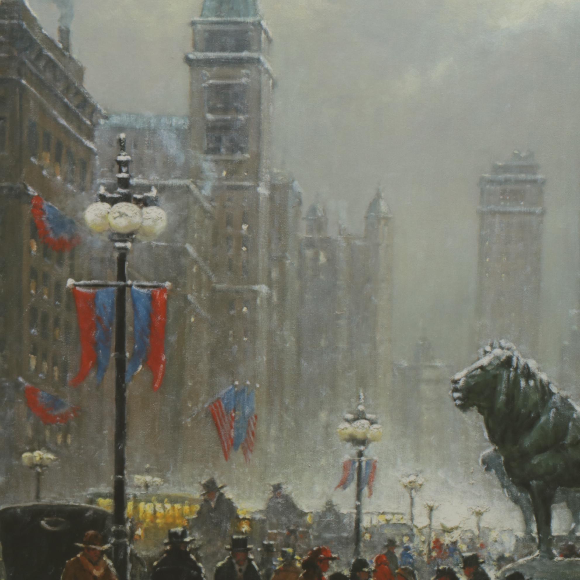 Gerald Harvey Offset Lithograph "Exhibition Day - Chicago," 1995