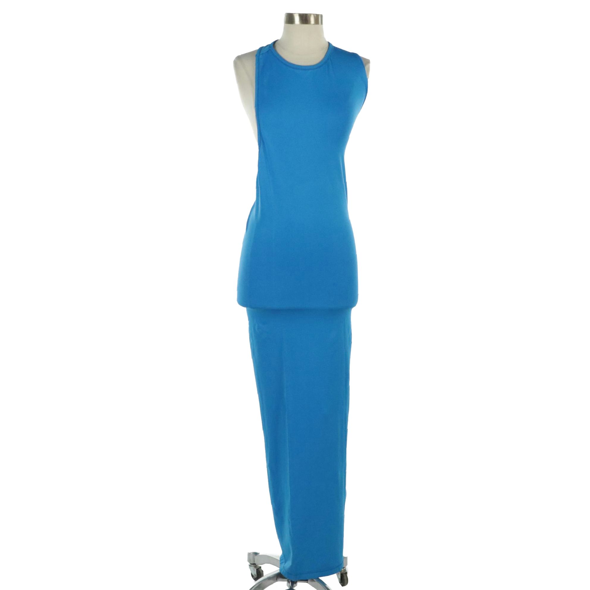 Simon Miller Stretch "Lou" Bright Blue Spandex Blend Midi Dress, New With Tags