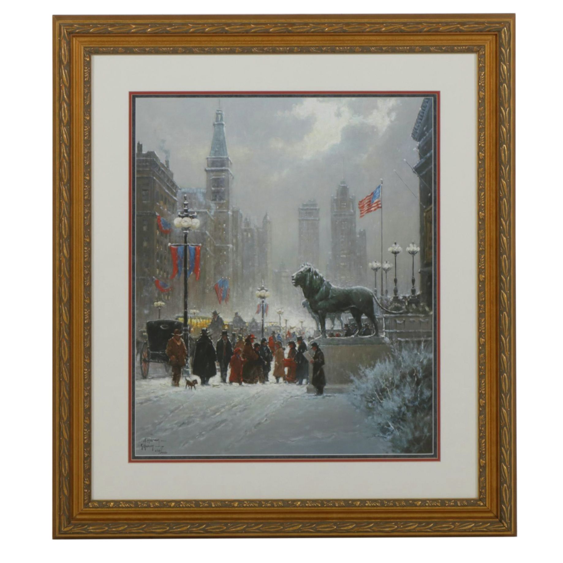 Gerald Harvey Offset Lithograph "Exhibition Day - Chicago," 1995