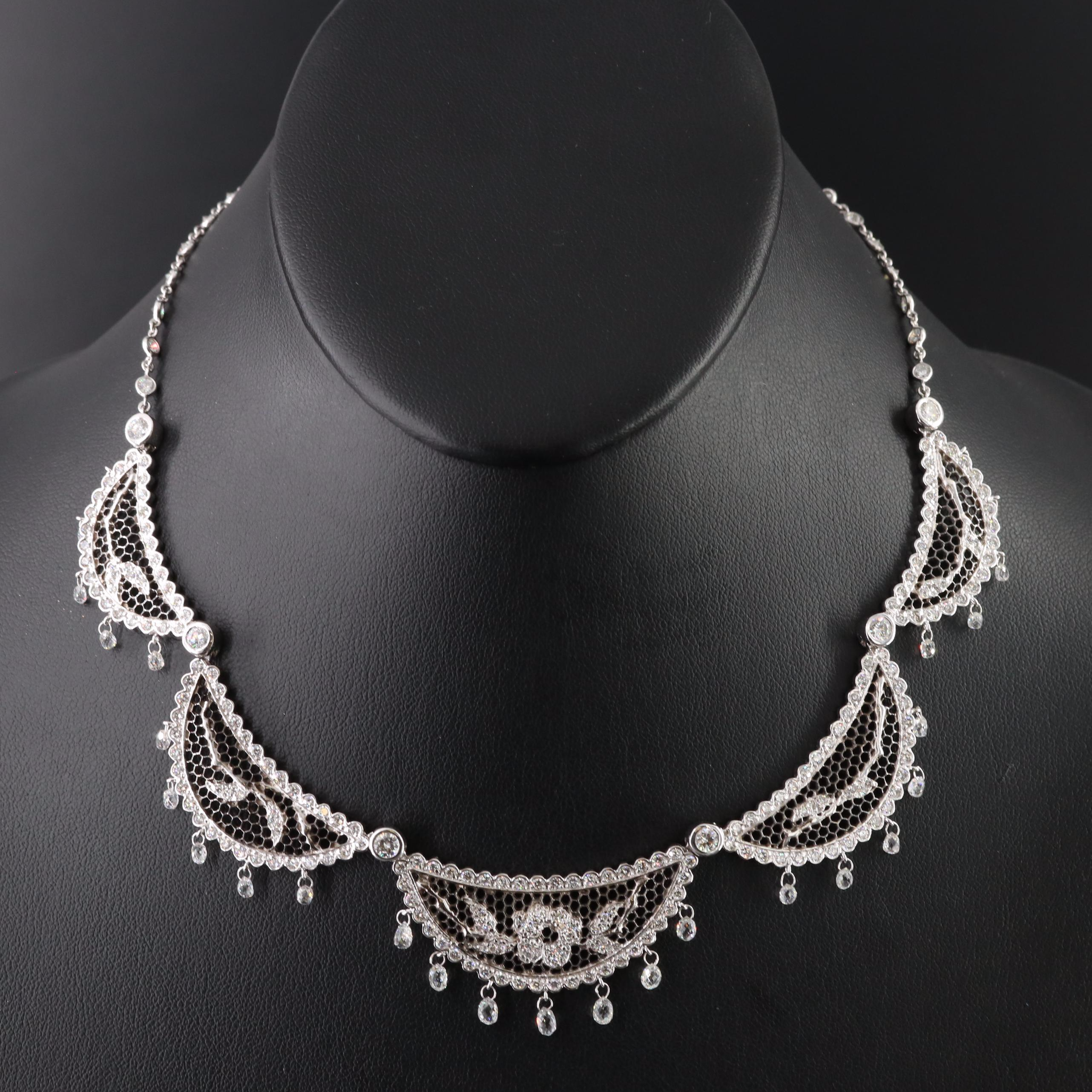 Barry Kronen 18K 10.06 CTW Diamond Garland Necklace with Mesh Center