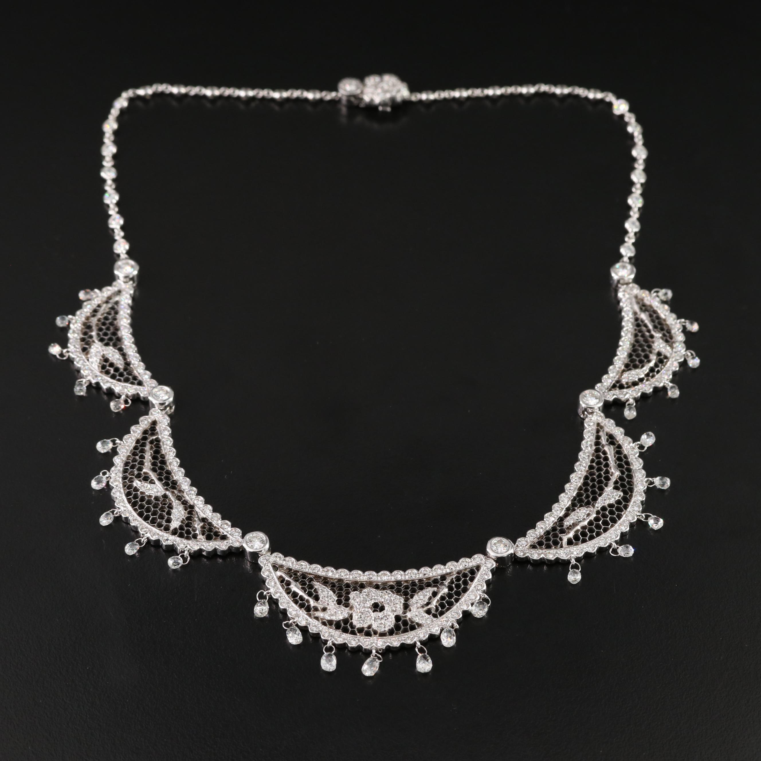 Barry Kronen 18K 10.06 CTW Diamond Garland Necklace with Mesh Center