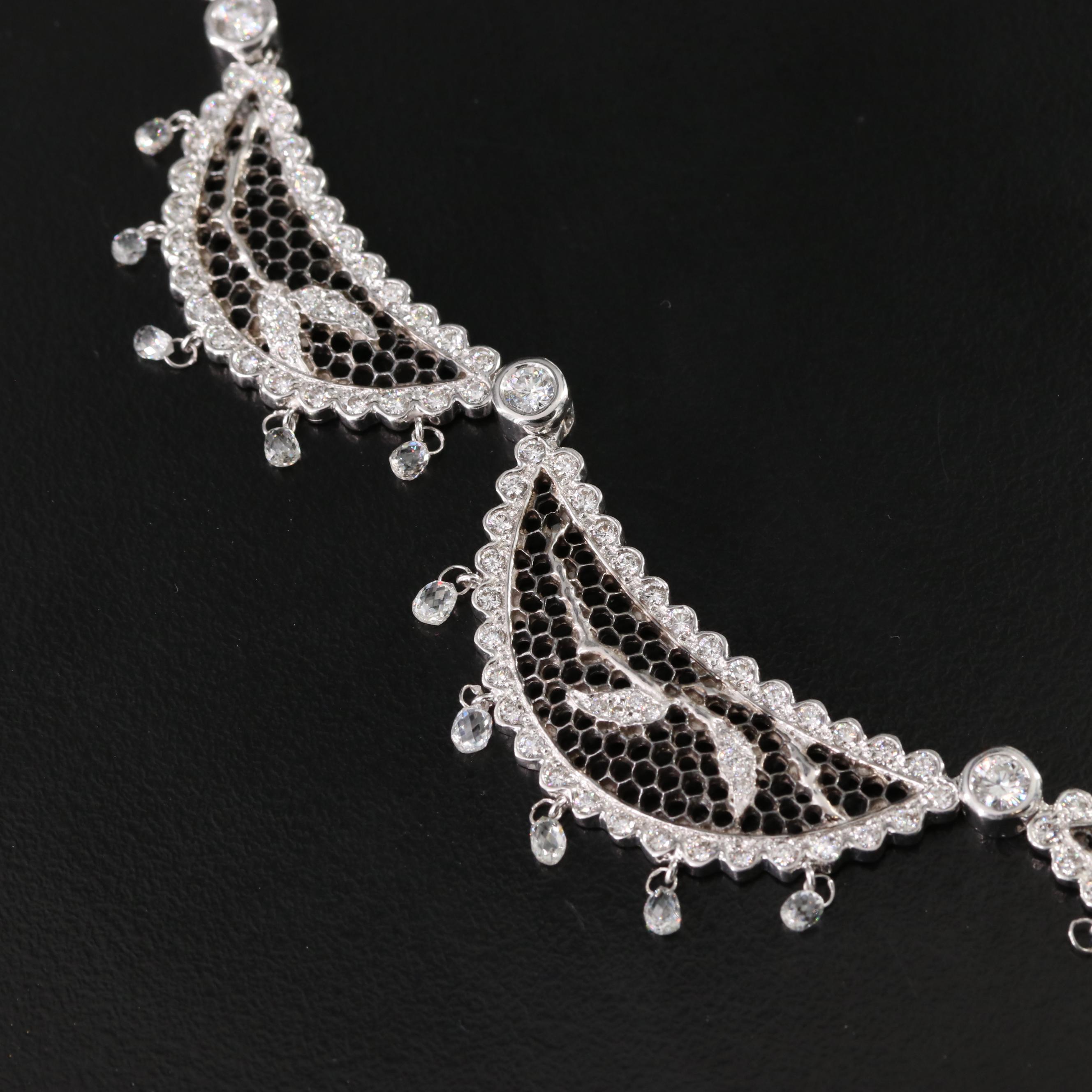 Barry Kronen 18K 10.06 CTW Diamond Garland Necklace with Mesh Center