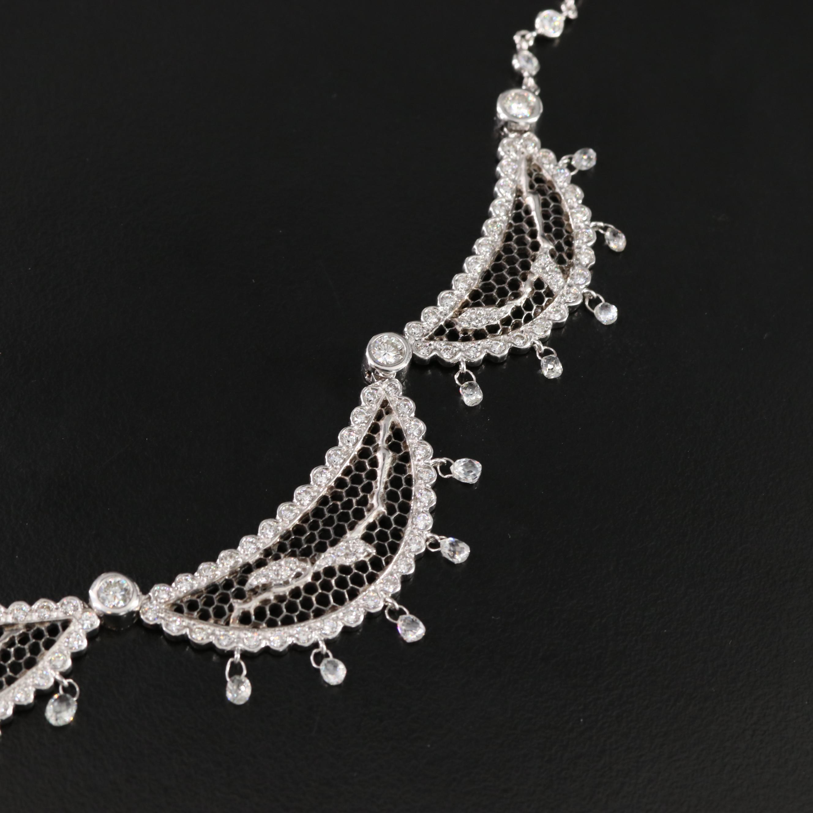 Barry Kronen 18K 10.06 CTW Diamond Garland Necklace with Mesh Center