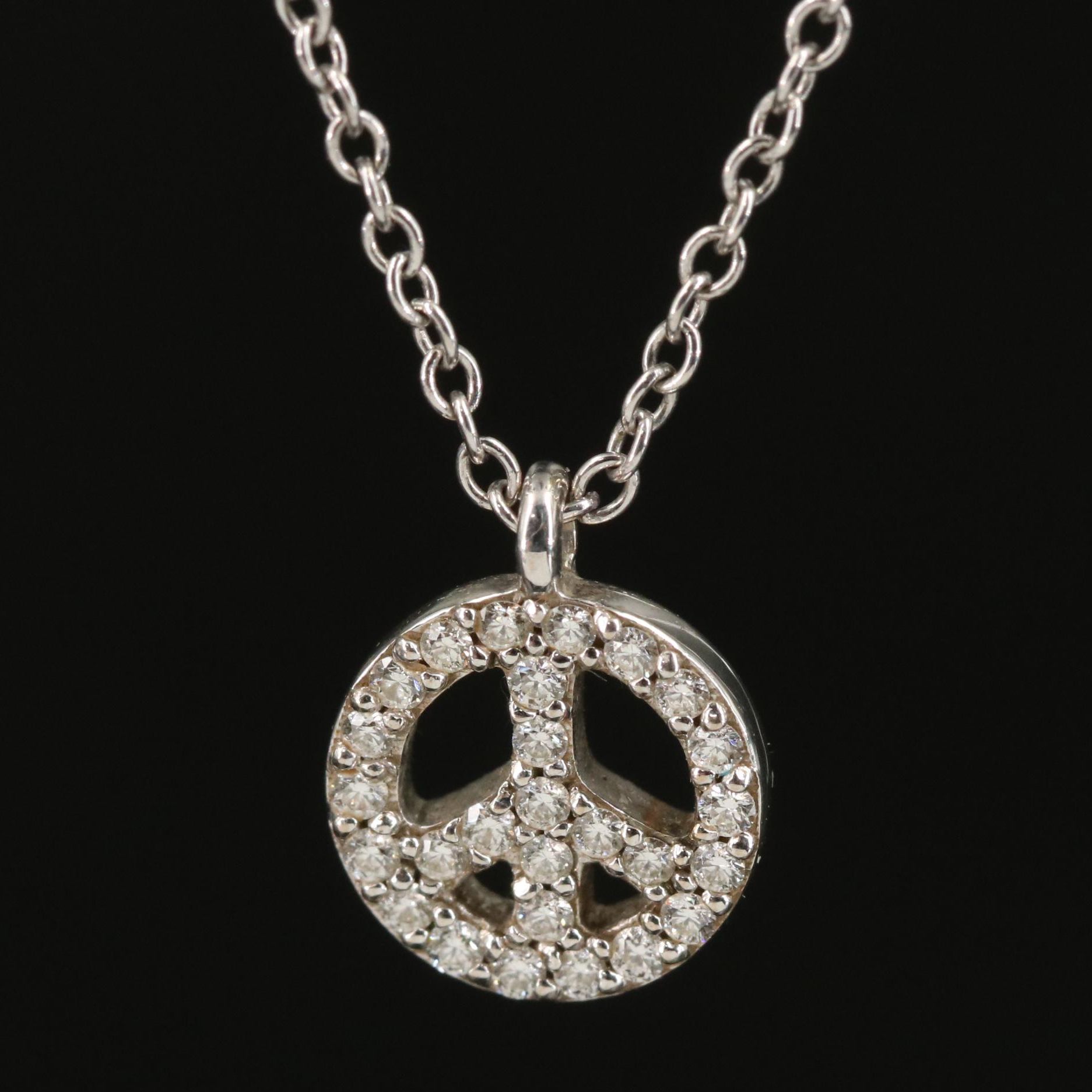 Tiffany & Co. 18K Diamond Peace Symbol Pendant Necklace