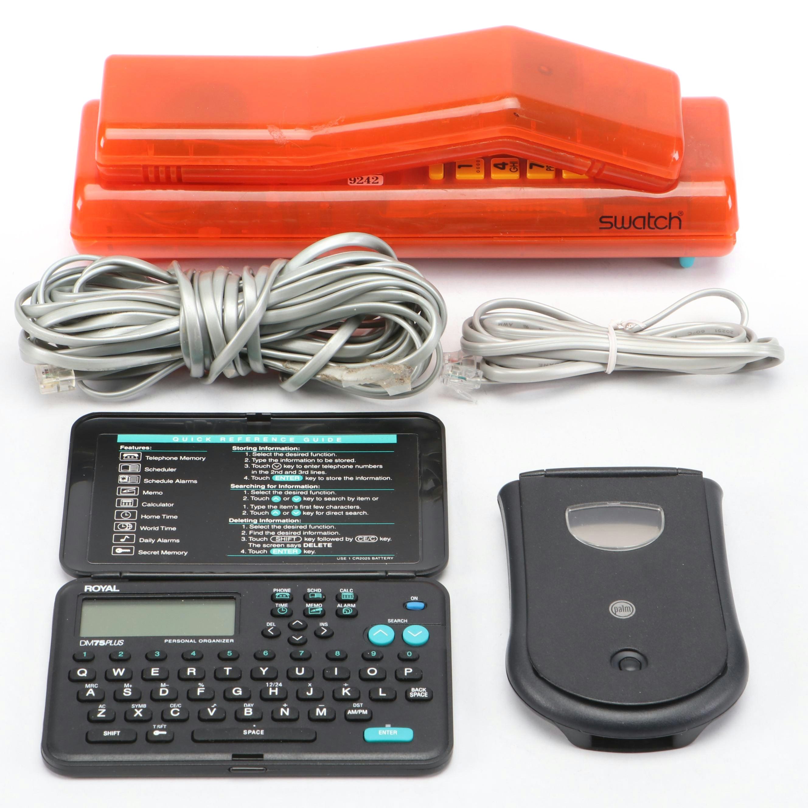 Swatch Twinphone with  Royal DM75 Plus and Palm Pilot Organizers
