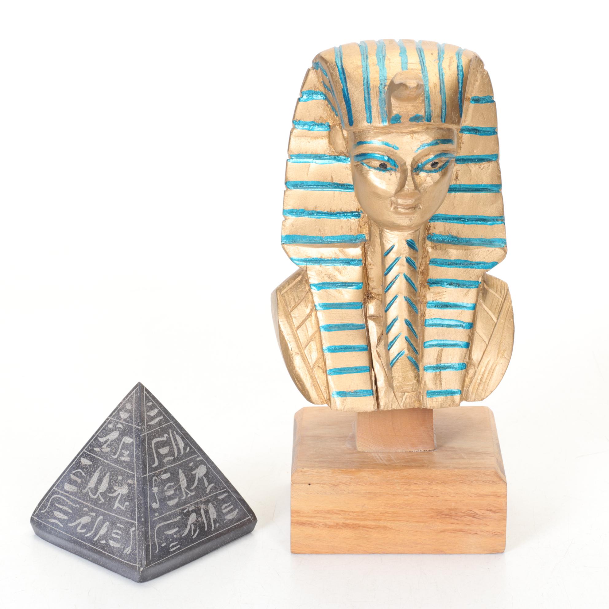Egyptian Figurines & Decor Featuring Brass Pharaoh Plate