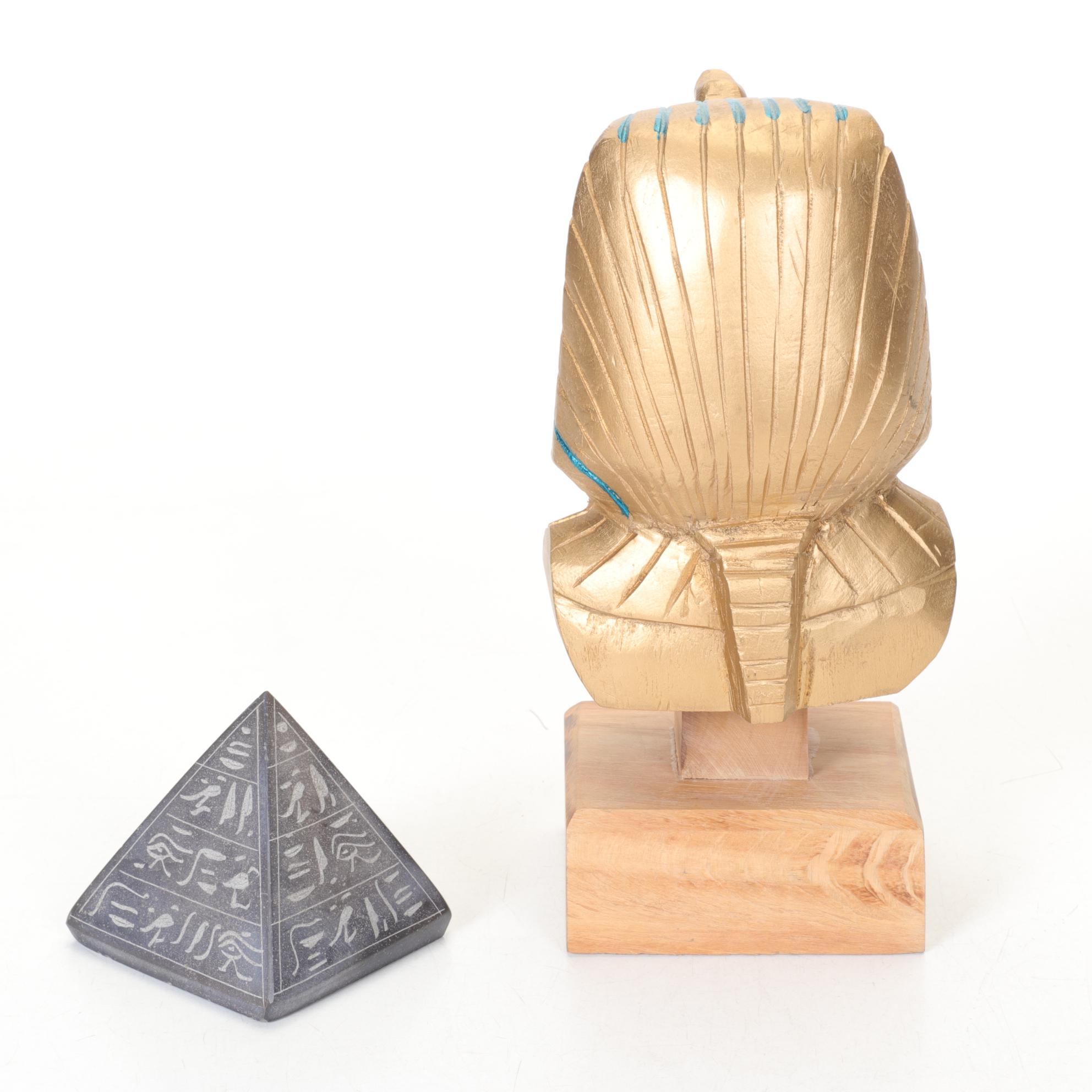 Egyptian Figurines & Decor Featuring Brass Pharaoh Plate
