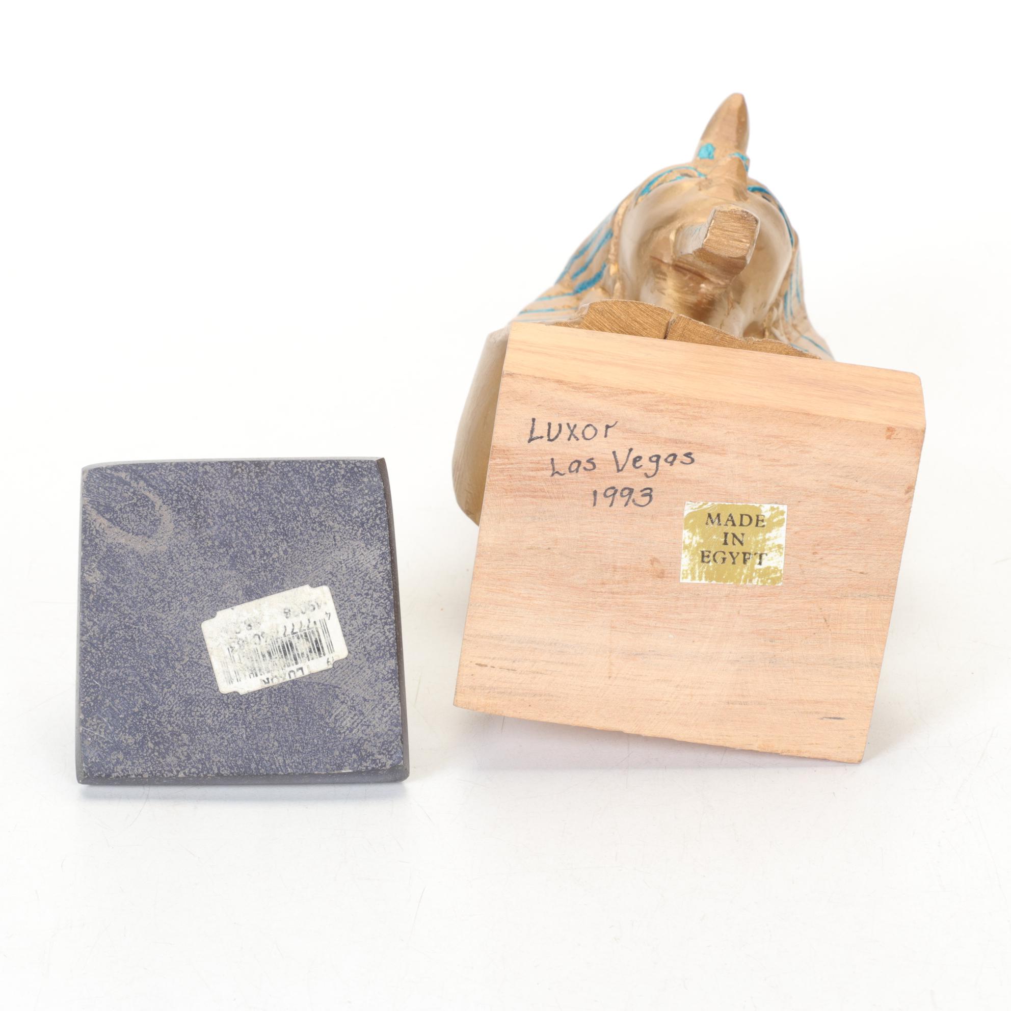 Egyptian Figurines & Decor Featuring Brass Pharaoh Plate