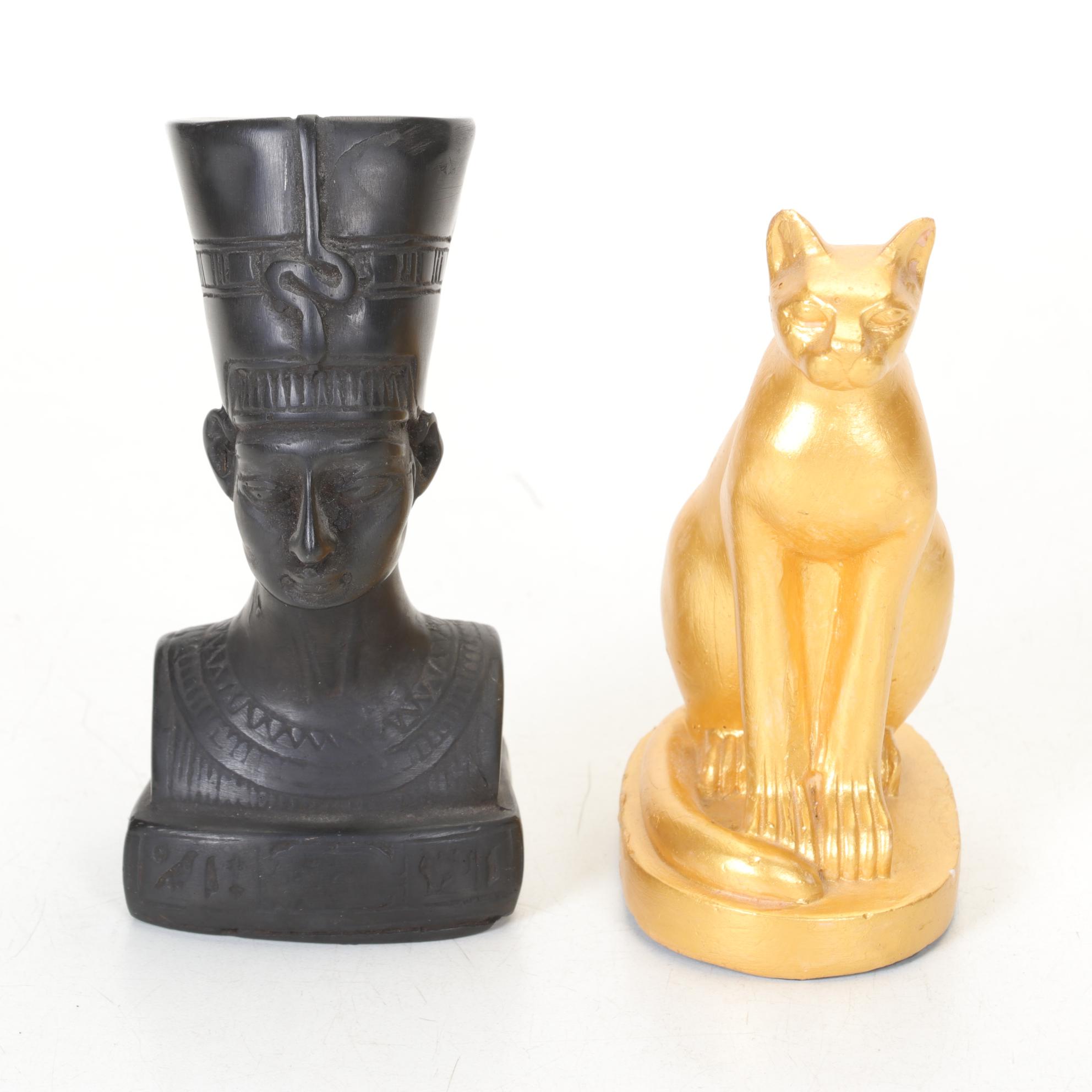 Egyptian Figurines & Decor Featuring Brass Pharaoh Plate