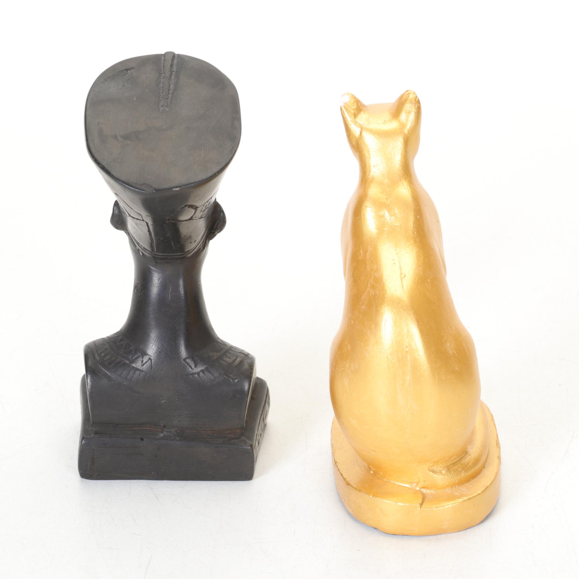 Egyptian Figurines & Decor Featuring Brass Pharaoh Plate