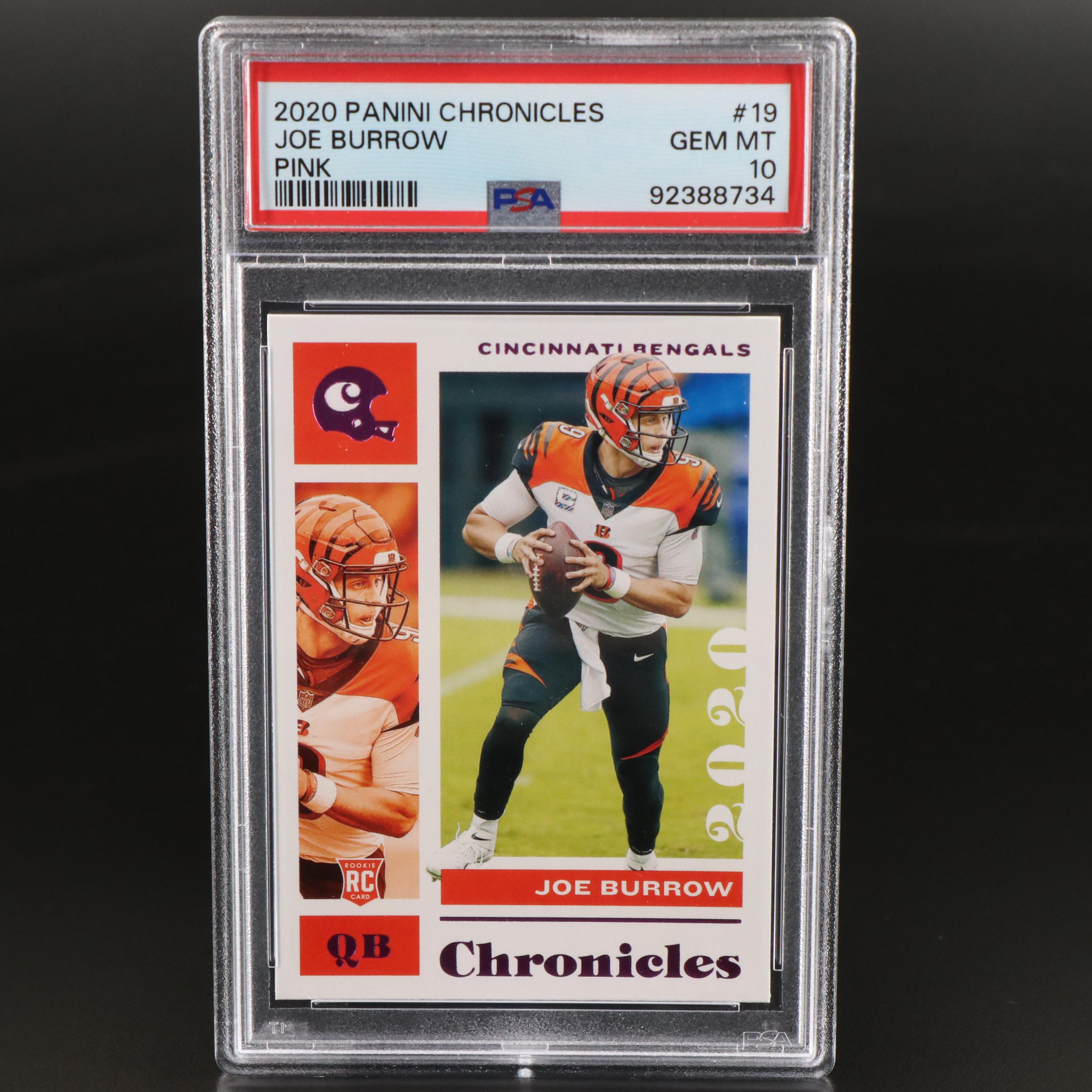 2020 Panini Chronicles Joe Burrow Pink Rookie Football Card Graded PSA 10