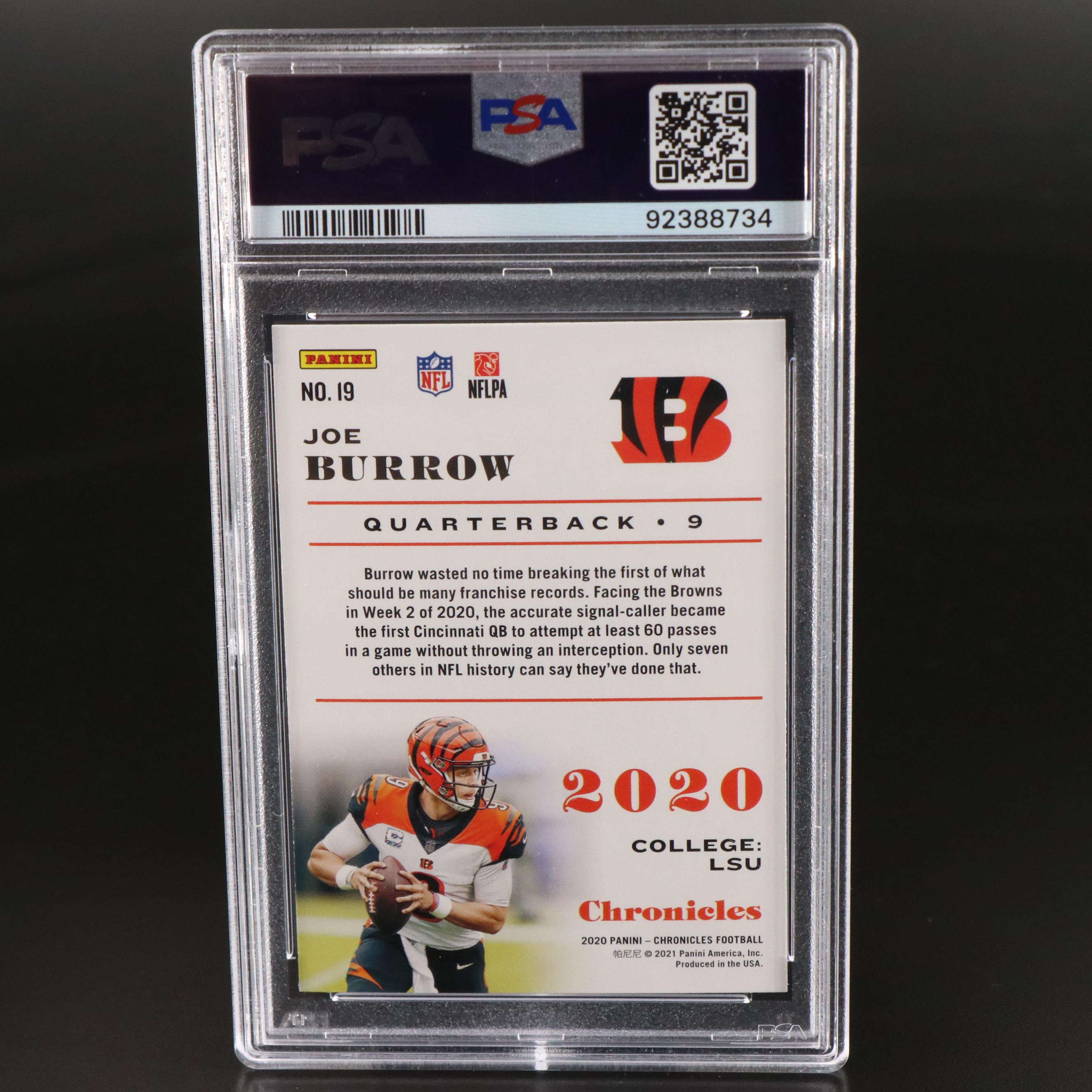 2020 Panini Chronicles Joe Burrow Pink Rookie Football Card Graded PSA 10