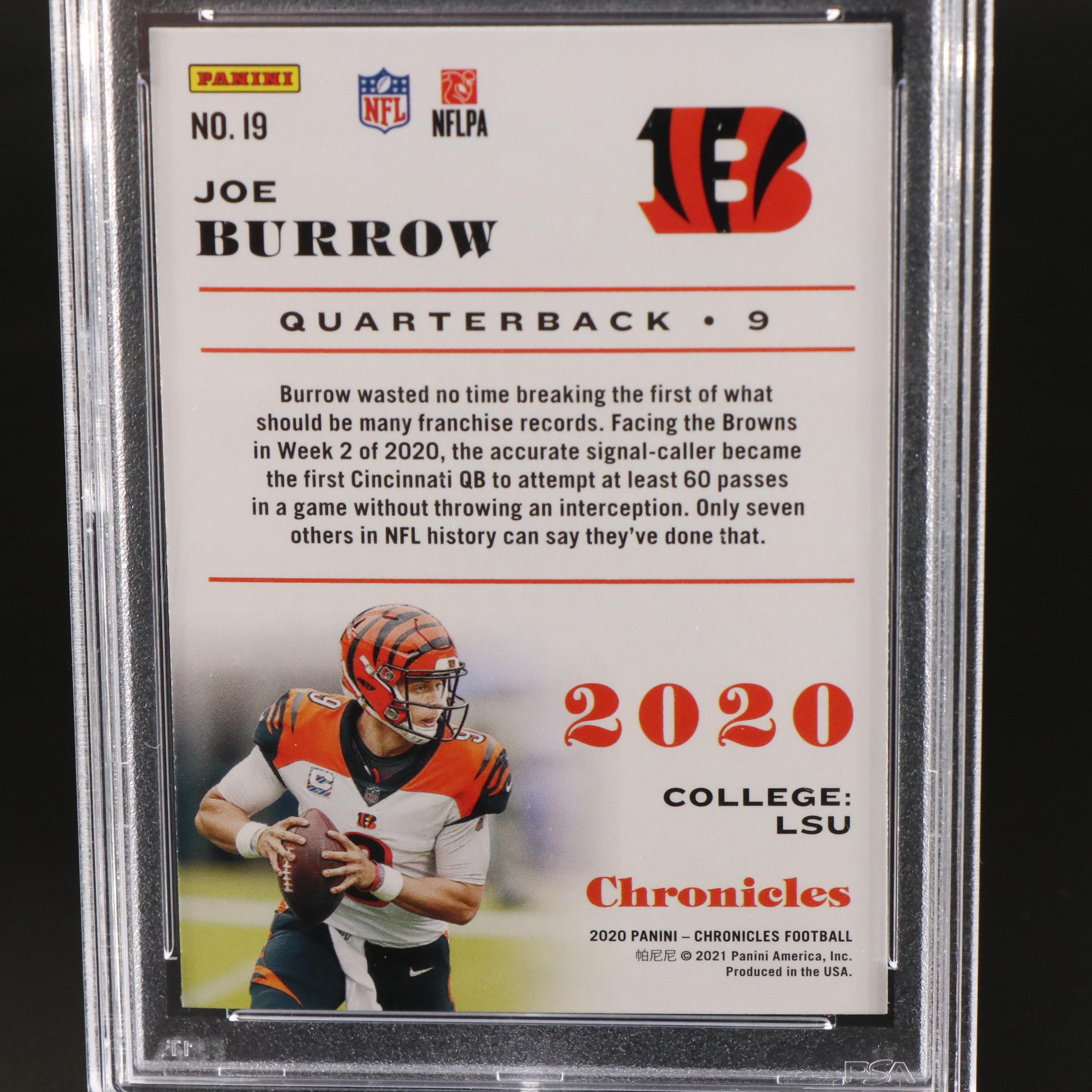 2020 Panini Chronicles Joe Burrow Pink Rookie Football Card Graded PSA 10