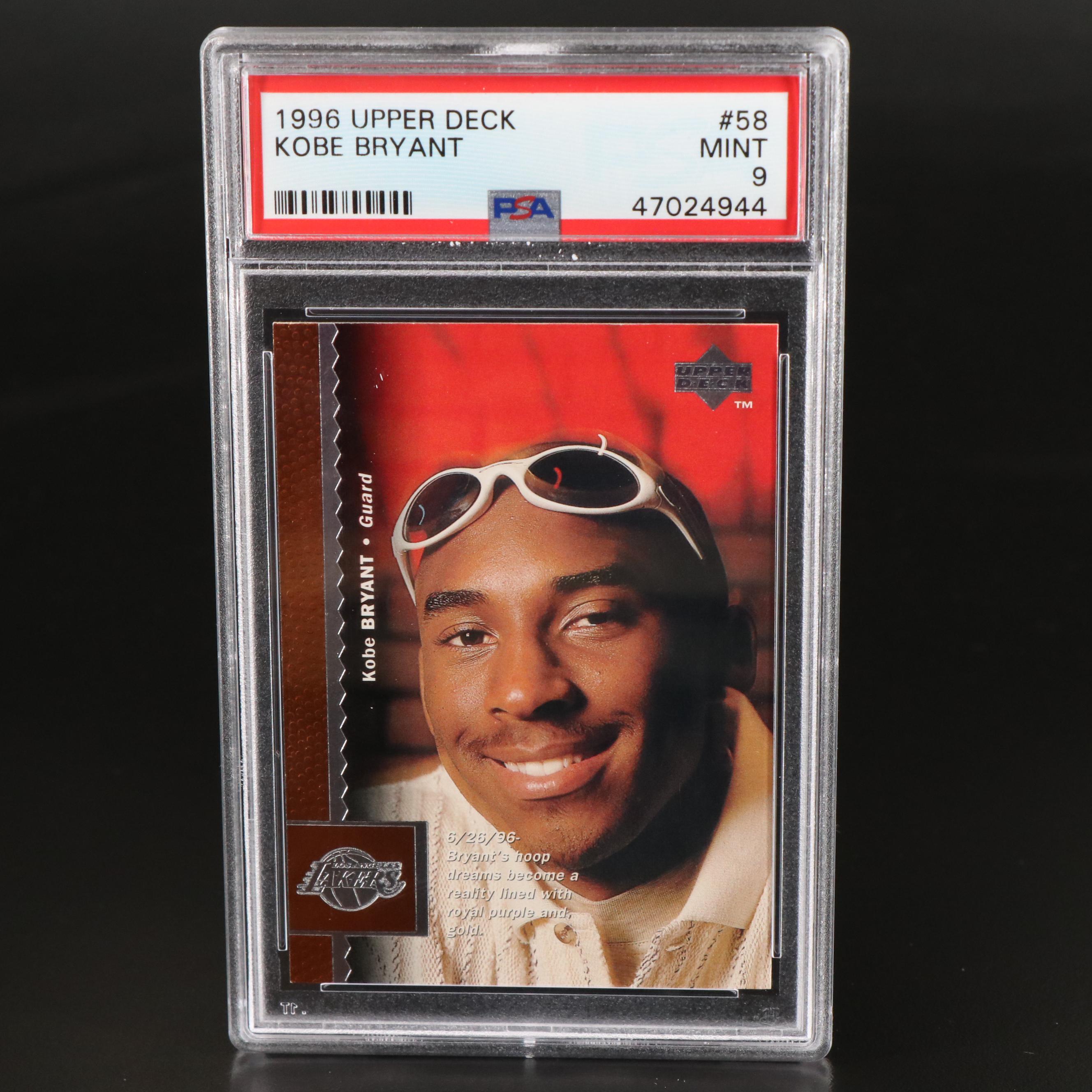 1996 Upper Deck Kobe Bryant Rookie Basketball Card Graded PSA 9