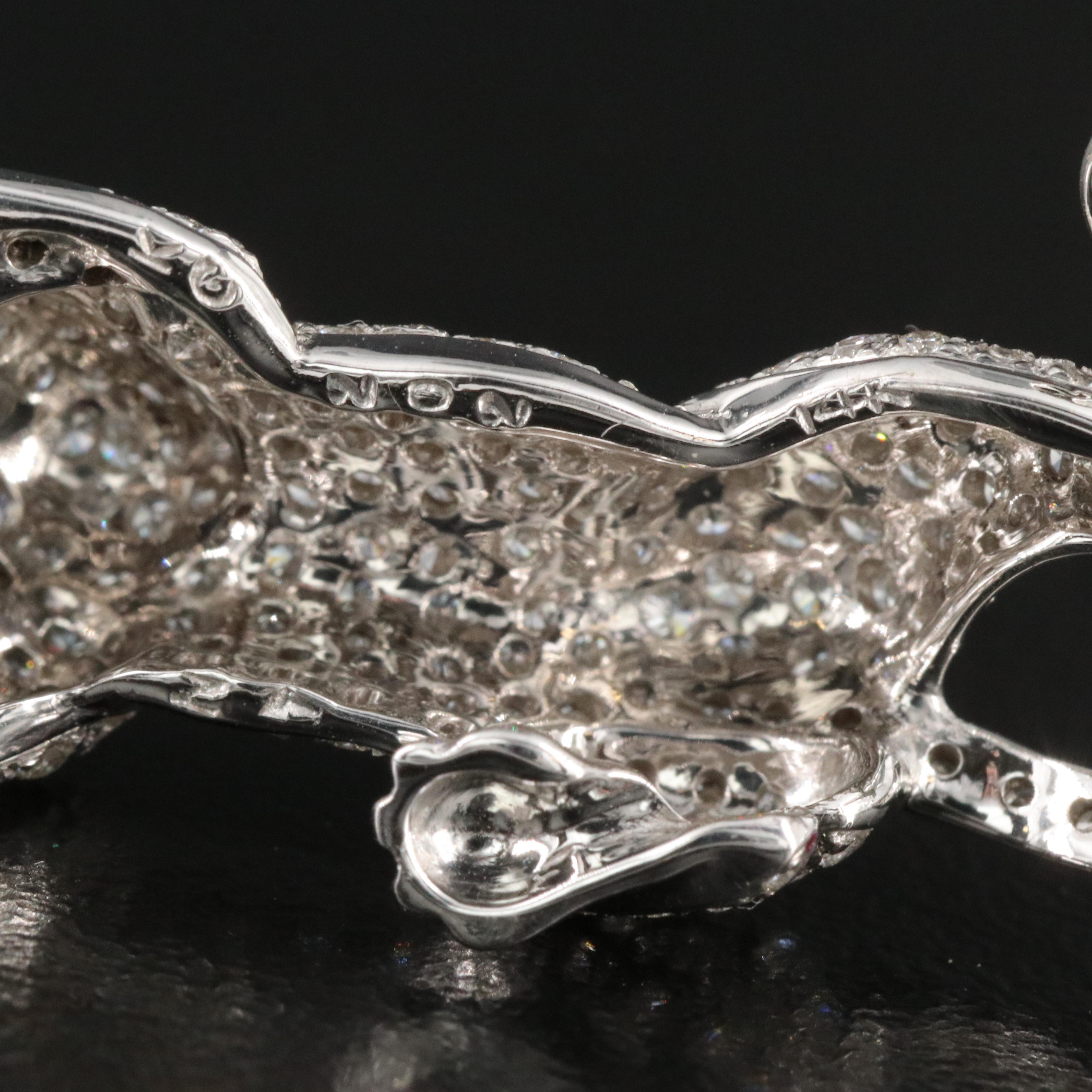 14K 1.55 CTW Pavé Diamond and Ruby Panther Brooch