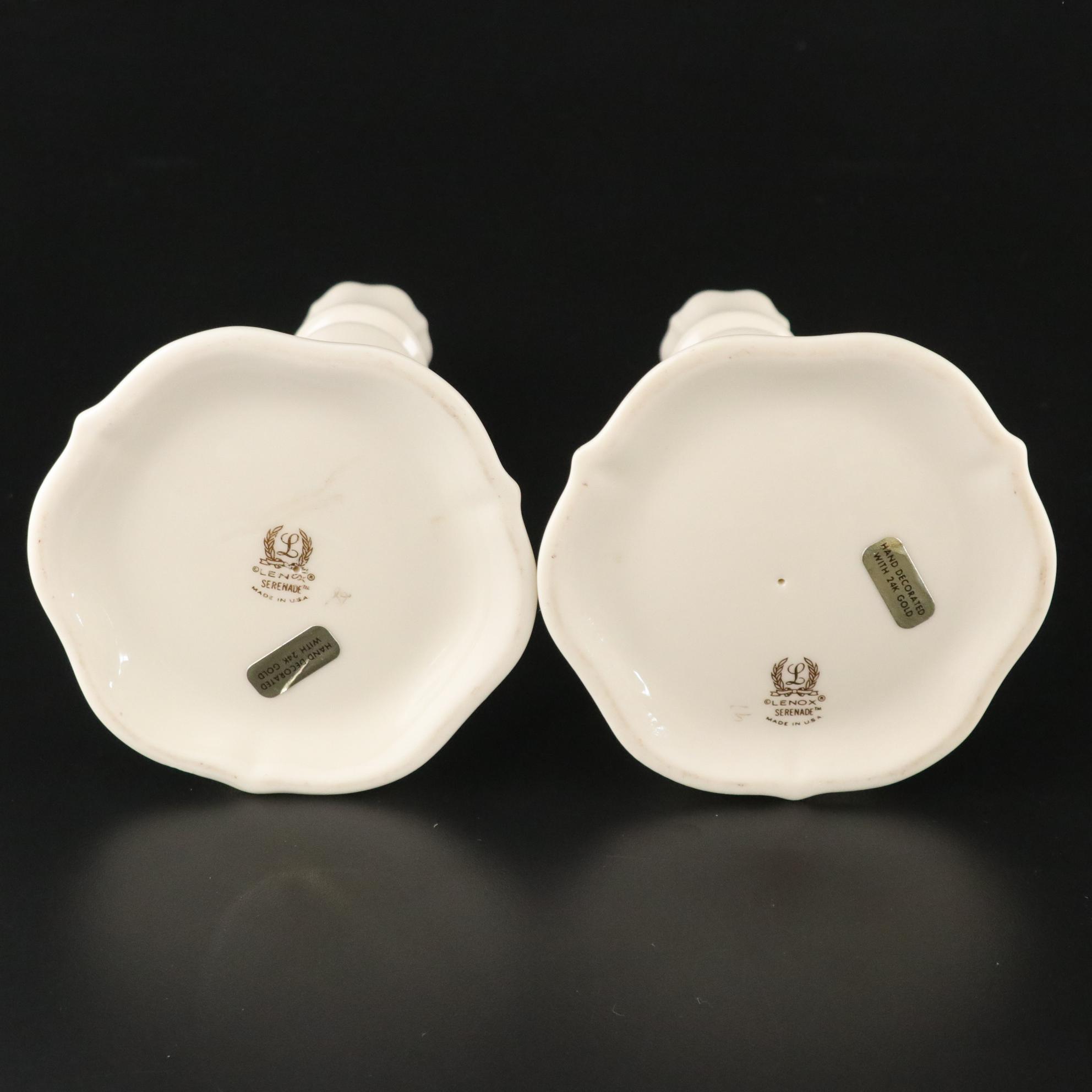 Lenox "Serenade" Porcelain Candle Holders & Basket