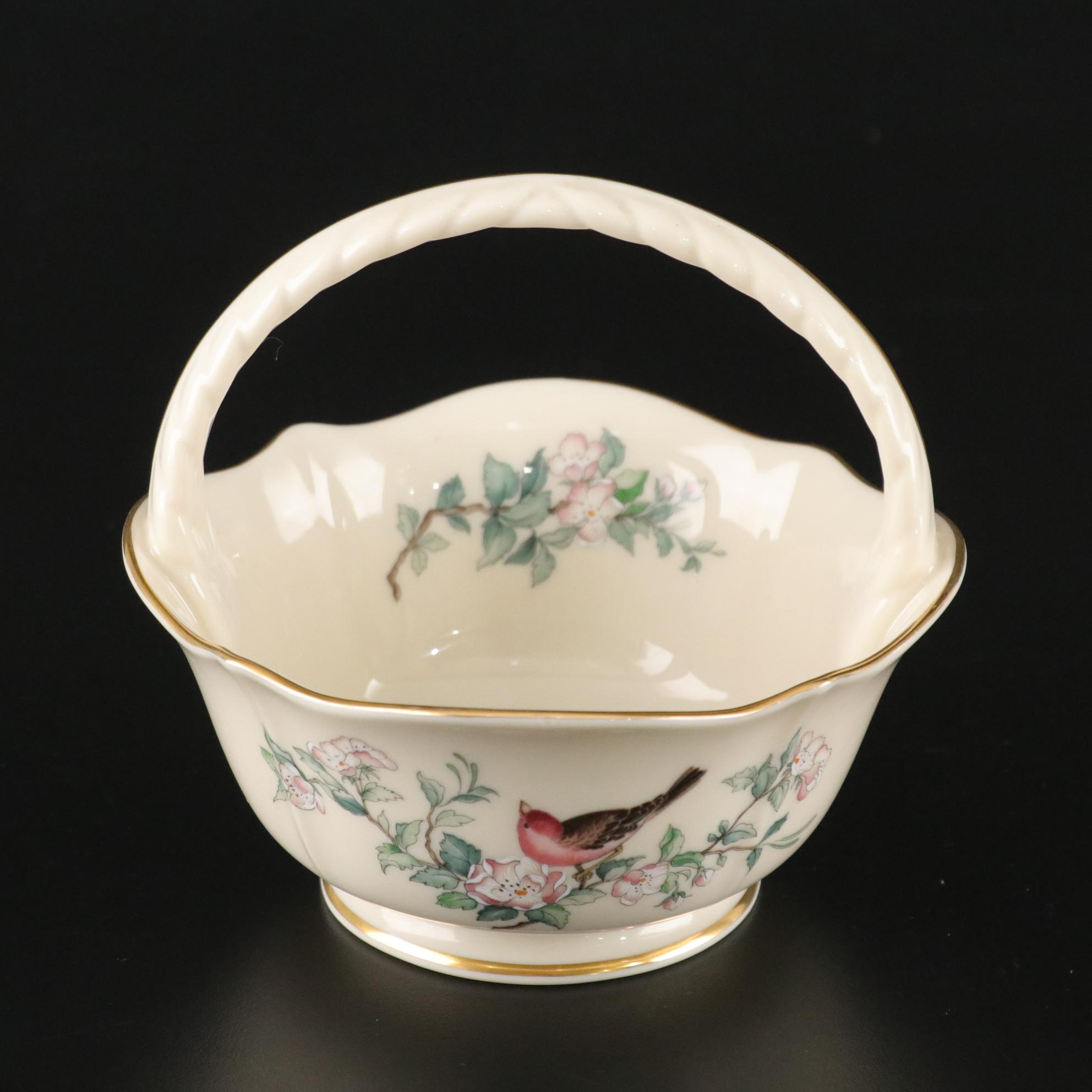 Lenox "Serenade" Porcelain Candle Holders & Basket