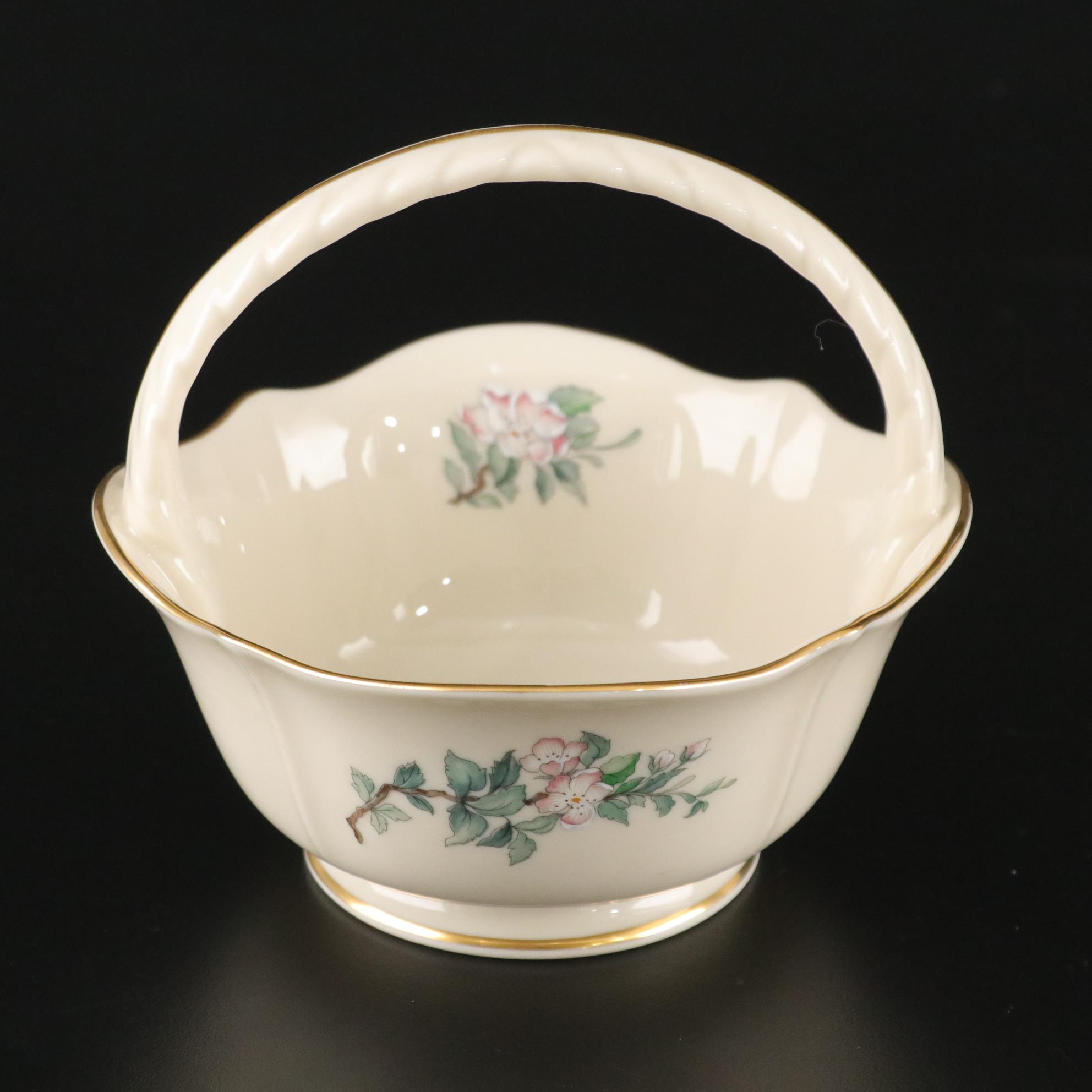 Lenox "Serenade" Porcelain Candle Holders & Basket