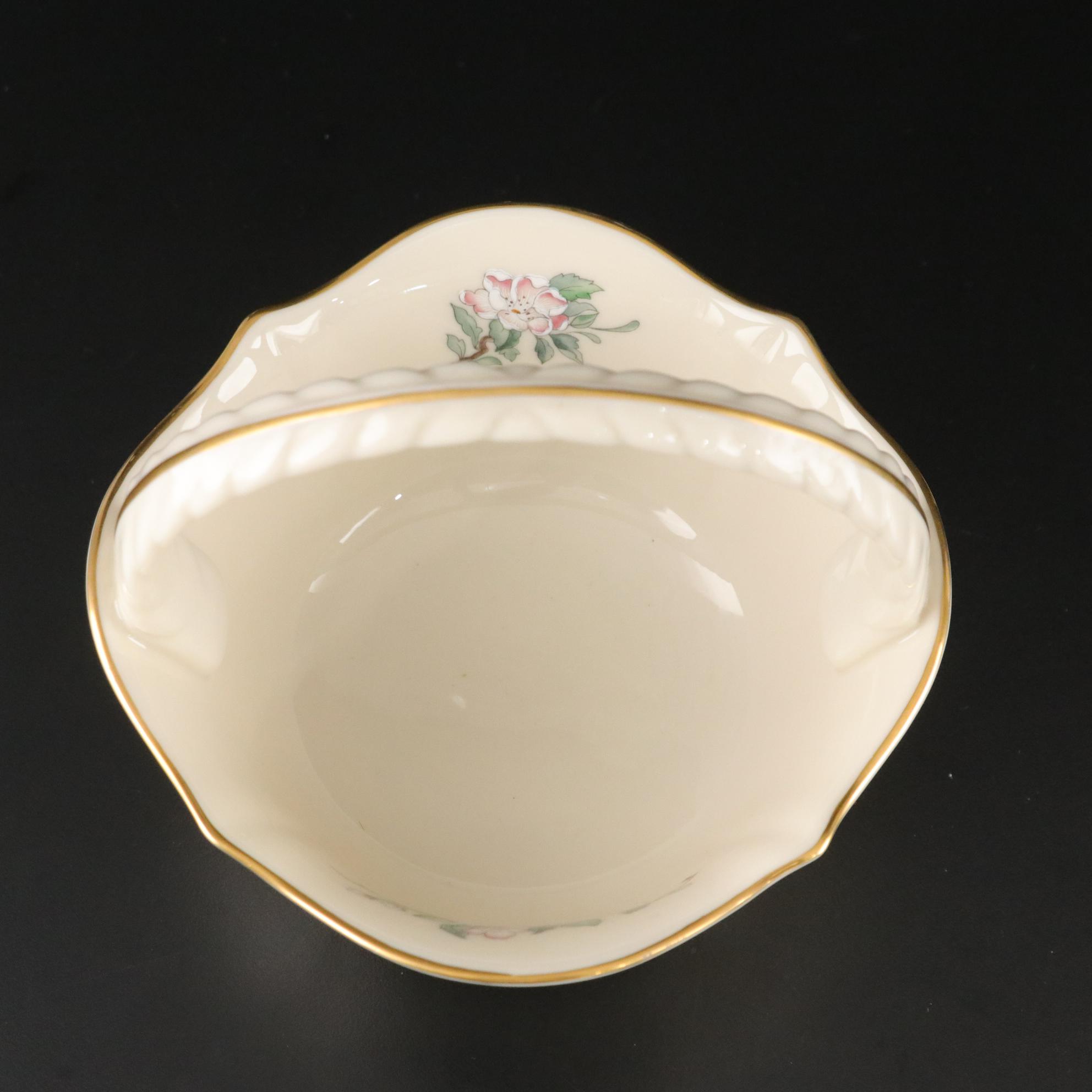 Lenox "Serenade" Porcelain Candle Holders & Basket