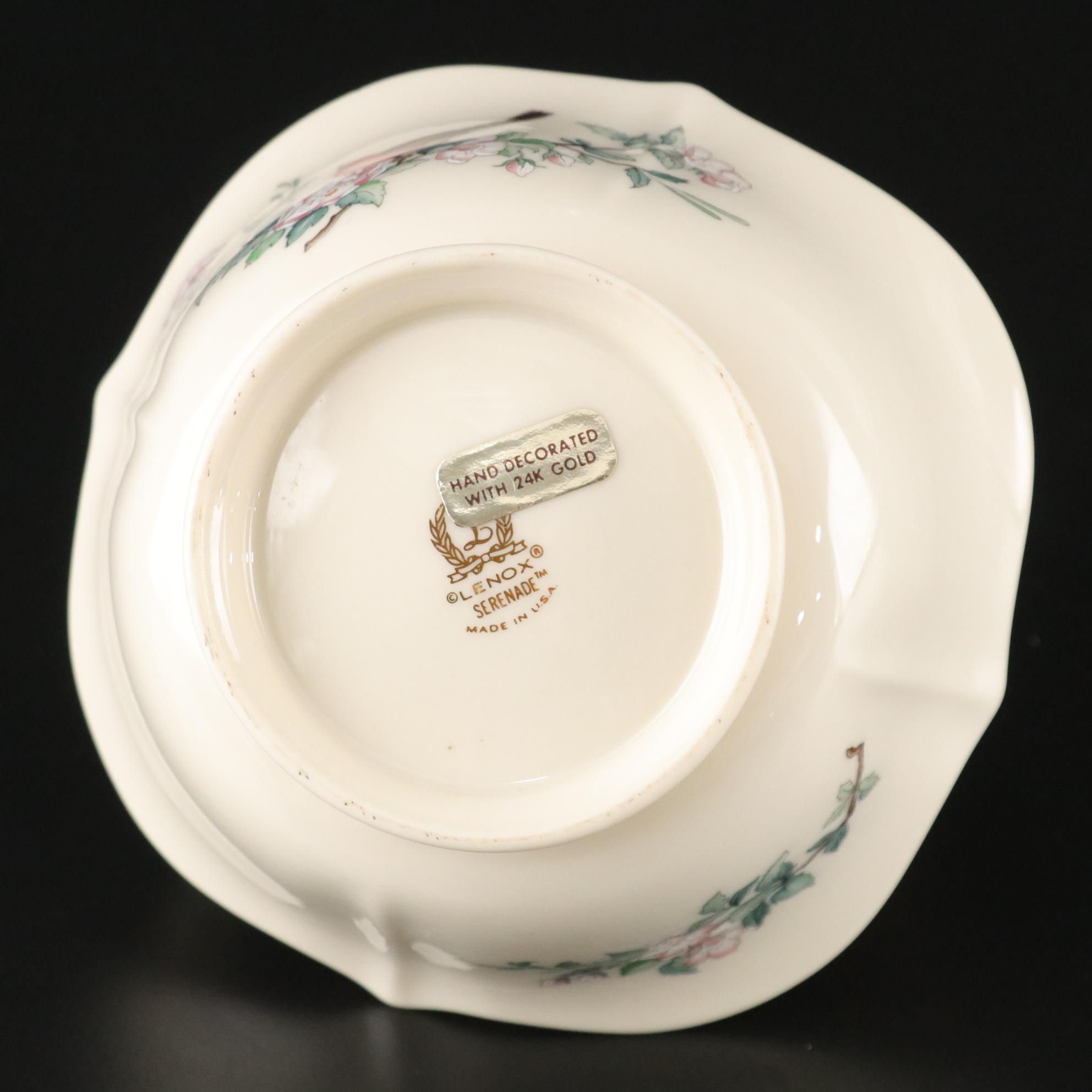 Lenox "Serenade" Porcelain Candle Holders & Basket