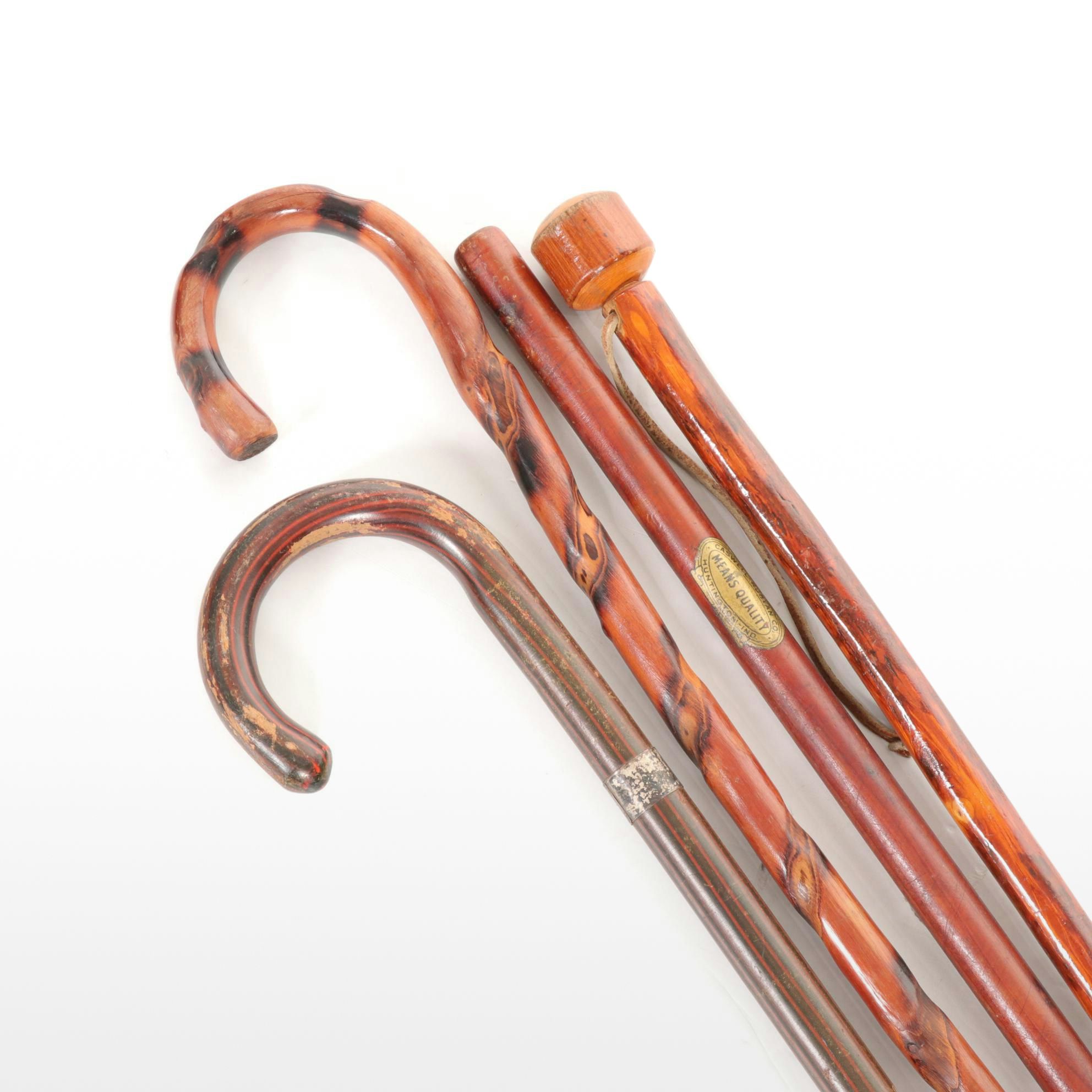 Caswell-Runyon Walking Stick, Vine and Wood Canes, Mid to Late 20th Century