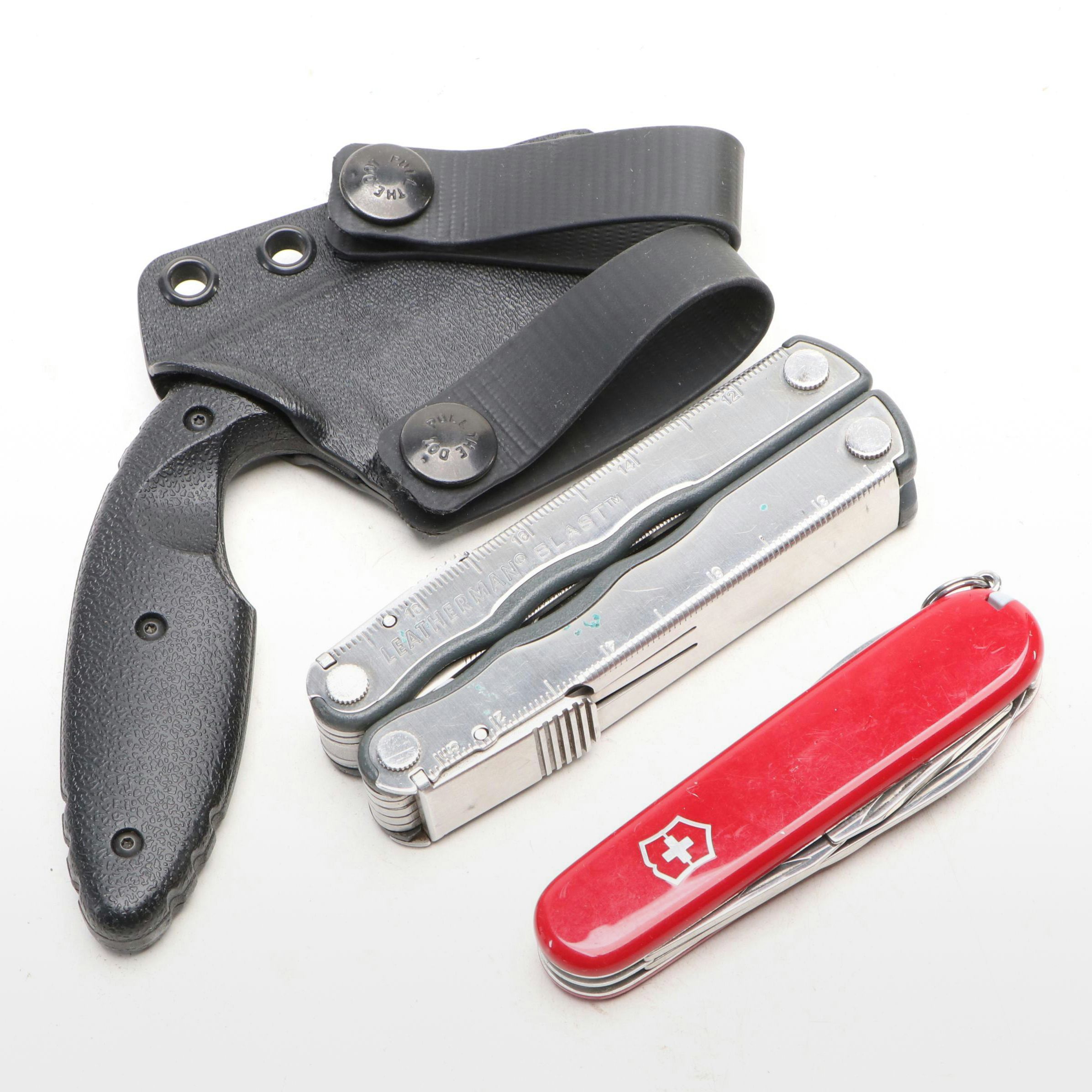 Leatherman "Blast" and Victorinox Multi-Tools with KA-BAR Fixed Blade Knife