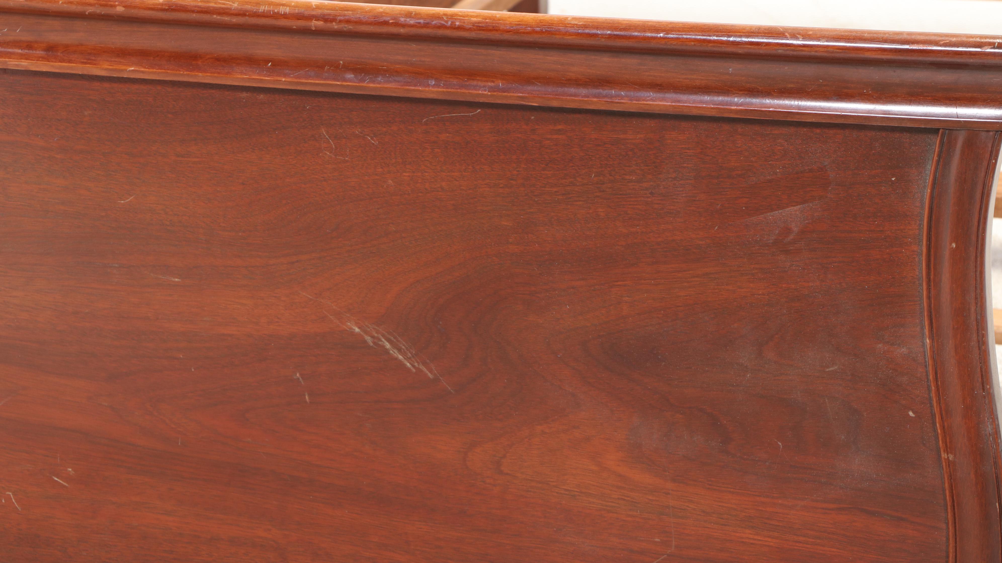 Pair of Mahogany Twin Sleigh Beds Frames, Early to Mid-20th Century