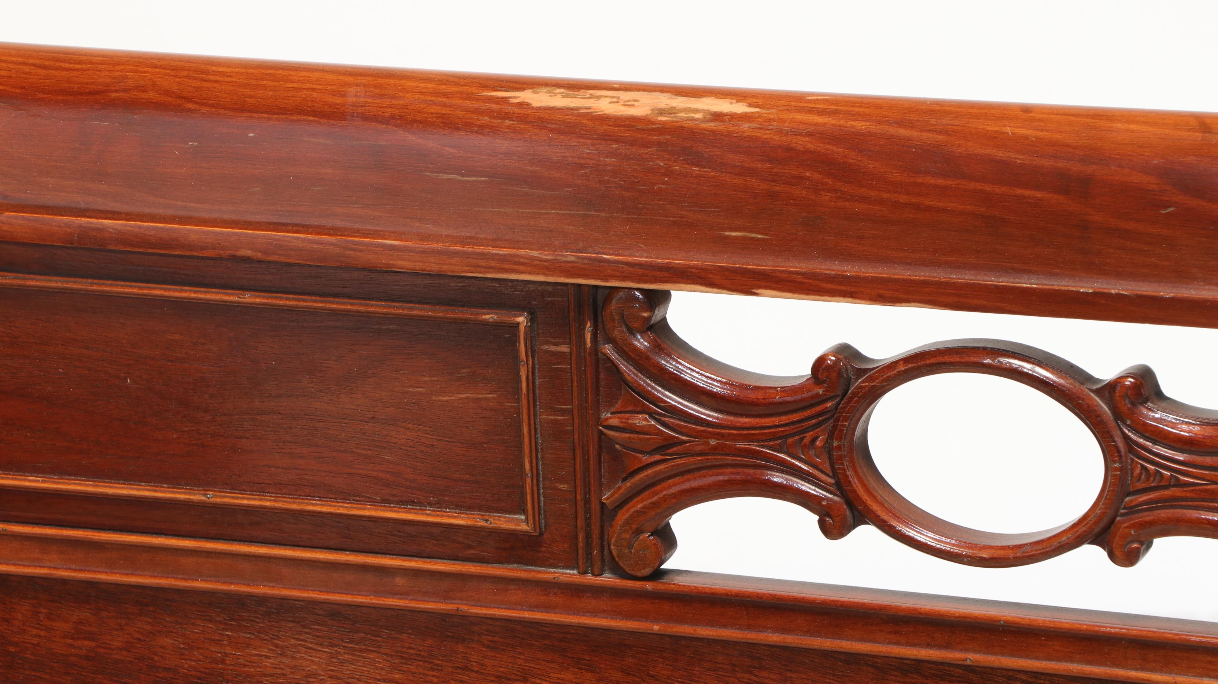 Pair of Mahogany Twin Sleigh Beds Frames, Early to Mid-20th Century