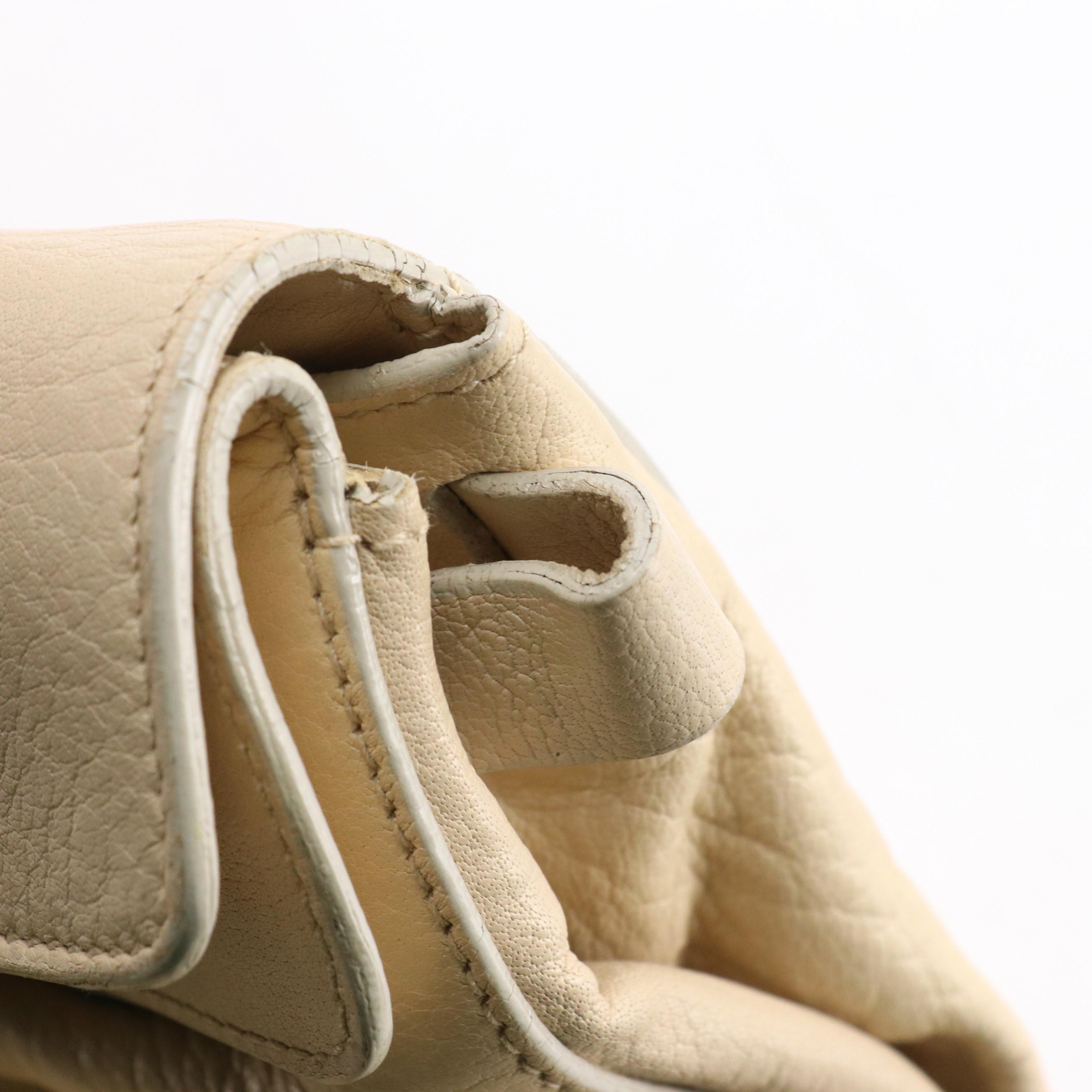 Prada Easy Fold-Over Shoulder Bag in Beige Calfskin Leather