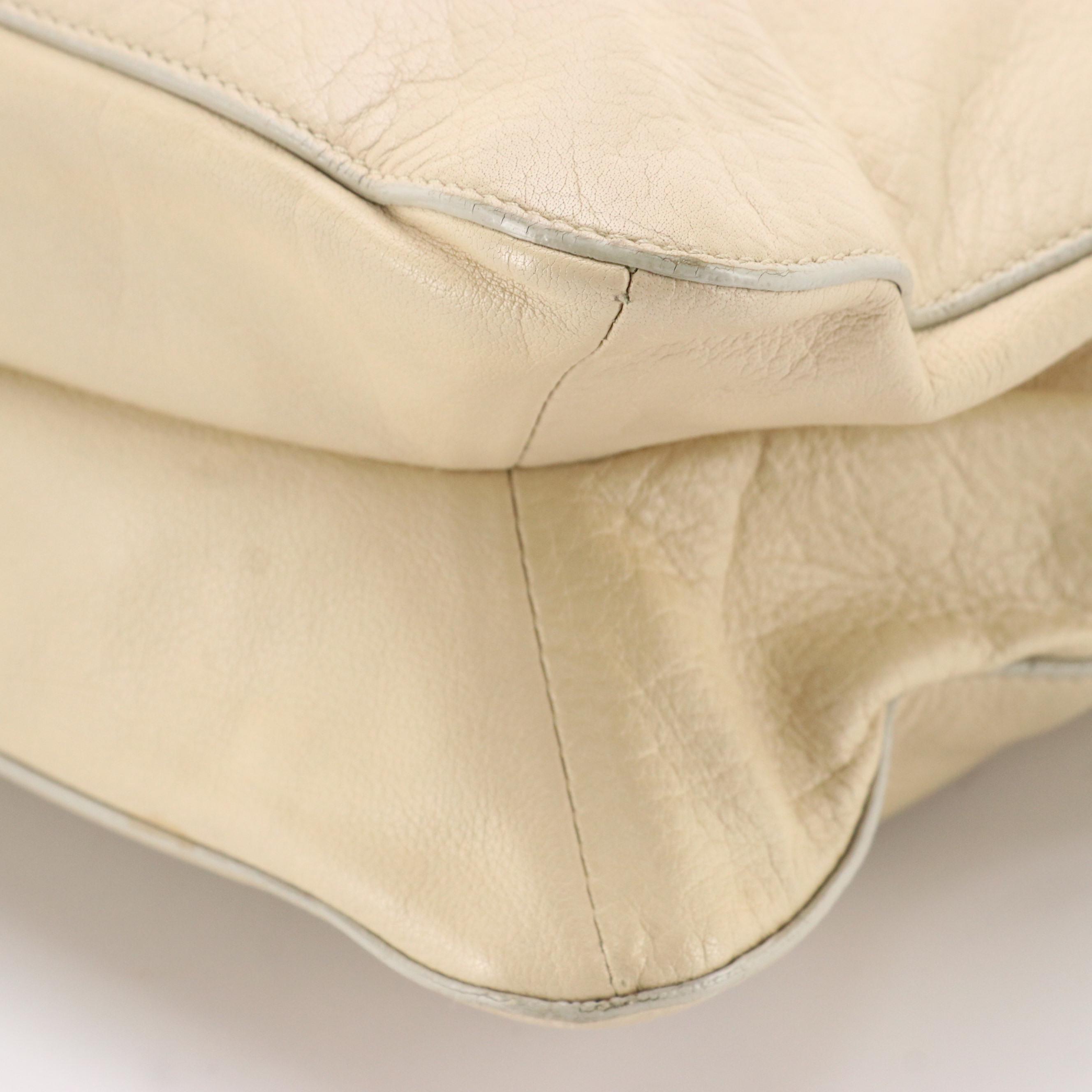 Prada Easy Fold-Over Shoulder Bag in Beige Calfskin Leather