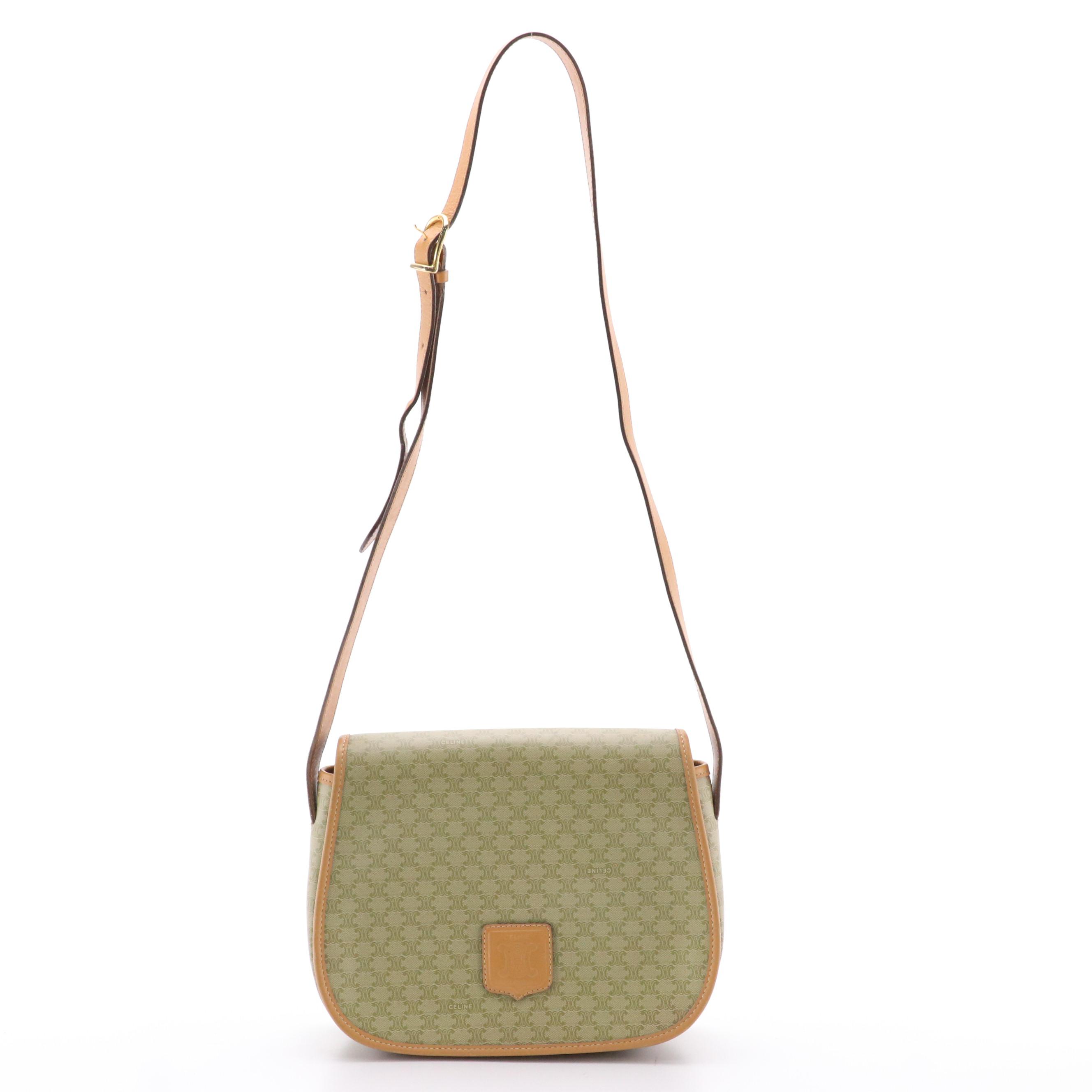 Celine Front-Flap Messenger Bag in Triomphe Macadam Coated Canvas