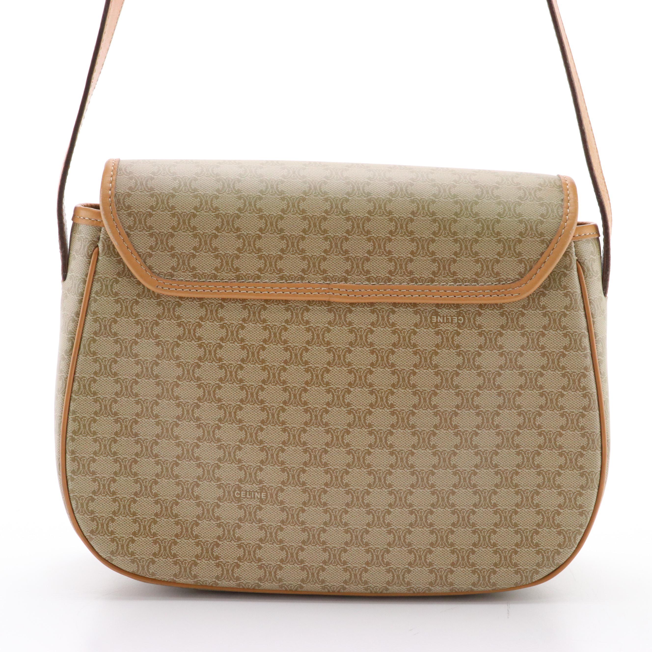 Celine Front-Flap Messenger Bag in Triomphe Macadam Coated Canvas