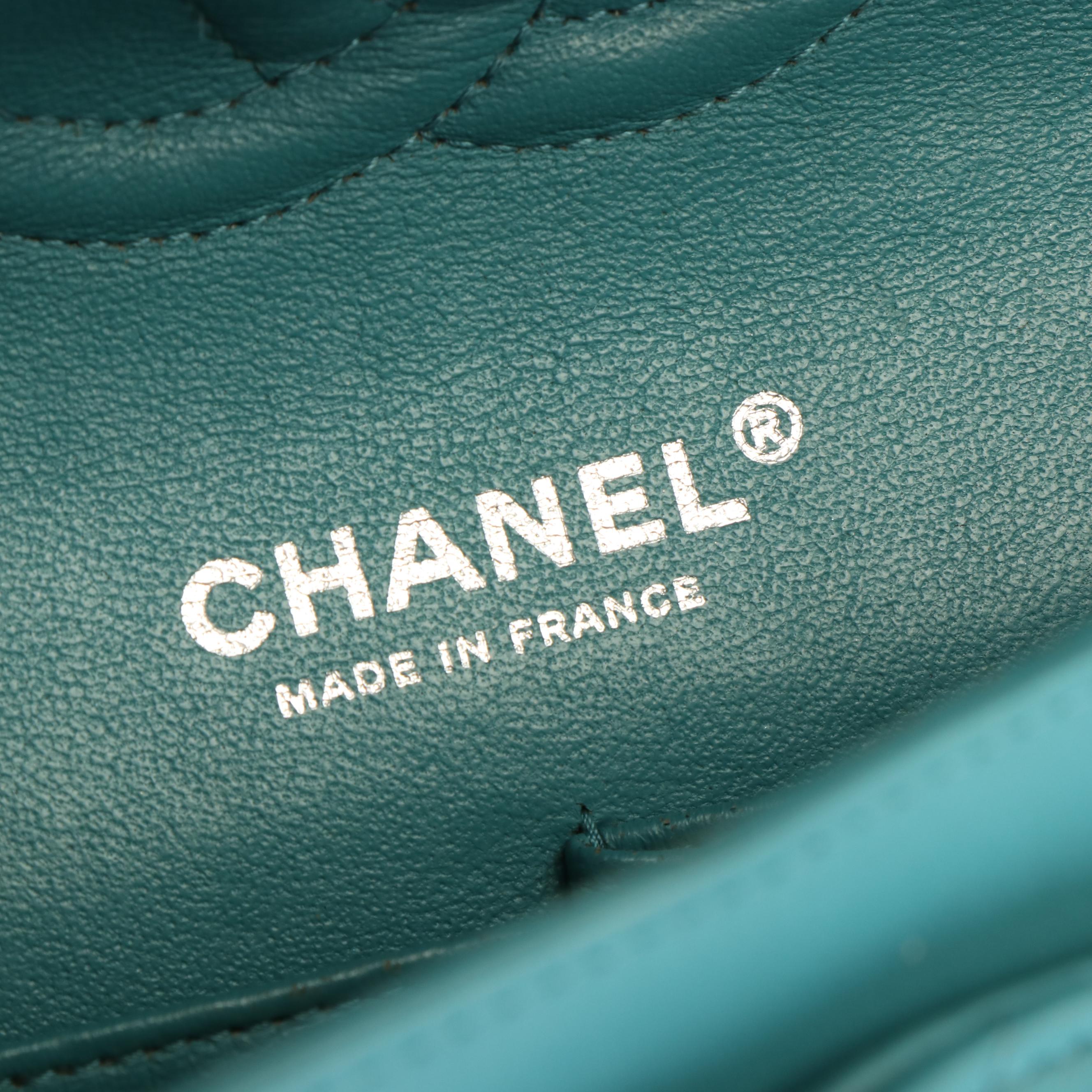 Chanel CC Double Flap Bag in Blue Quilted Diamond Sheepskin Leather