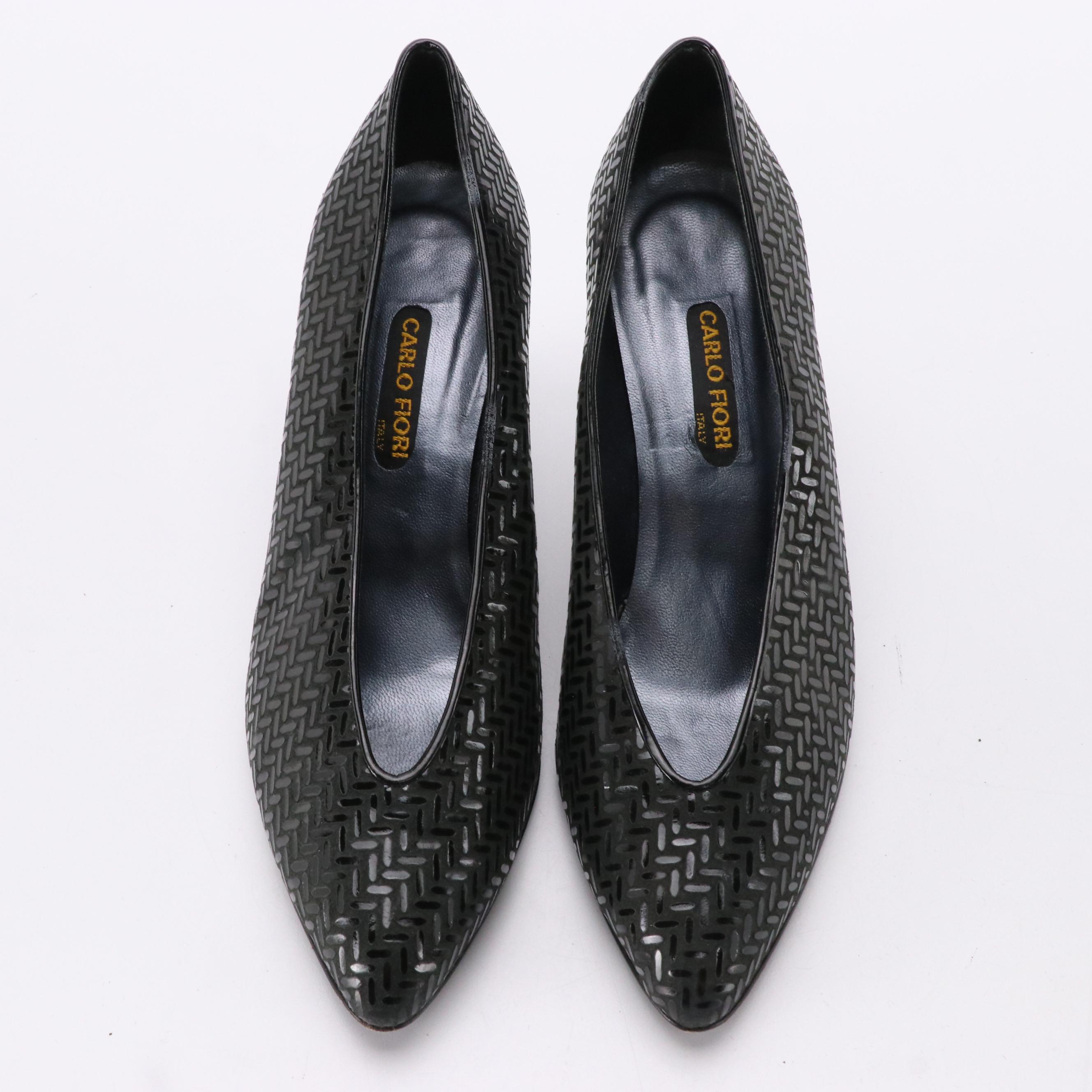 Carlo Fiori Square Quilted Front Flap Shoulder Bag, Pumps & Wide Belt in Leather