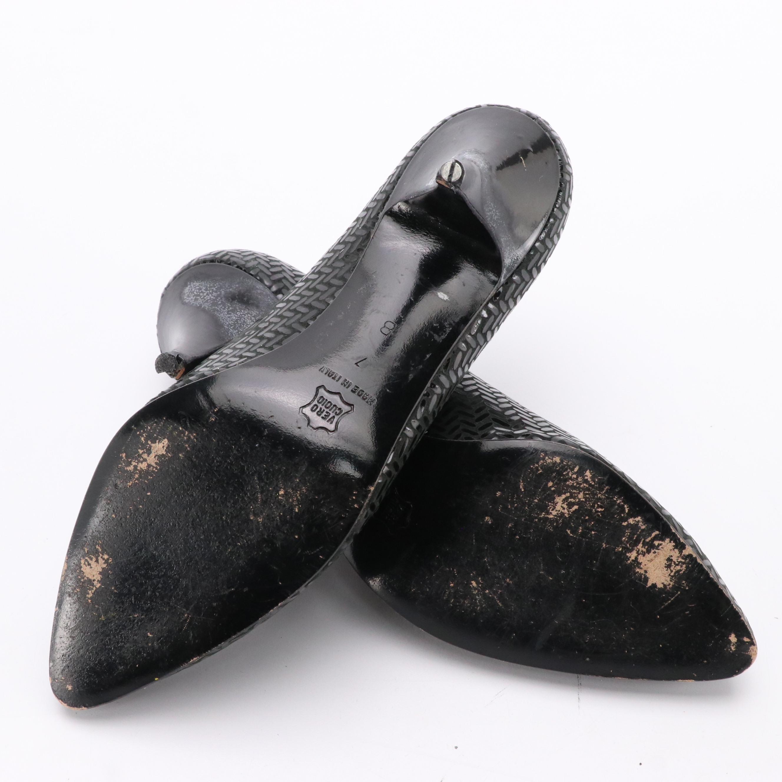 Carlo Fiori Square Quilted Front Flap Shoulder Bag, Pumps & Wide Belt in Leather