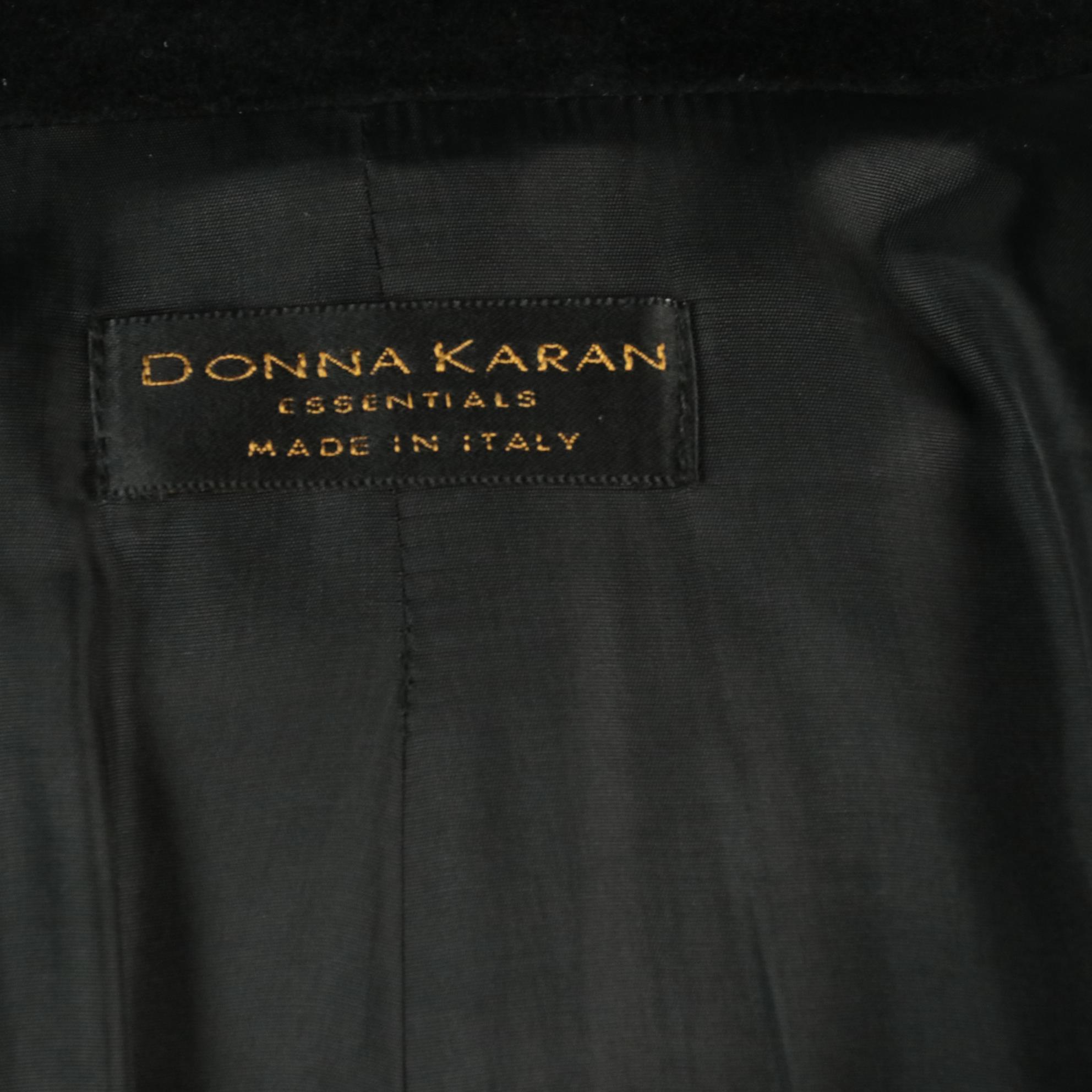 Donna Karan New York Black Angora Rabbit/Wool Blend Button-Front Coat